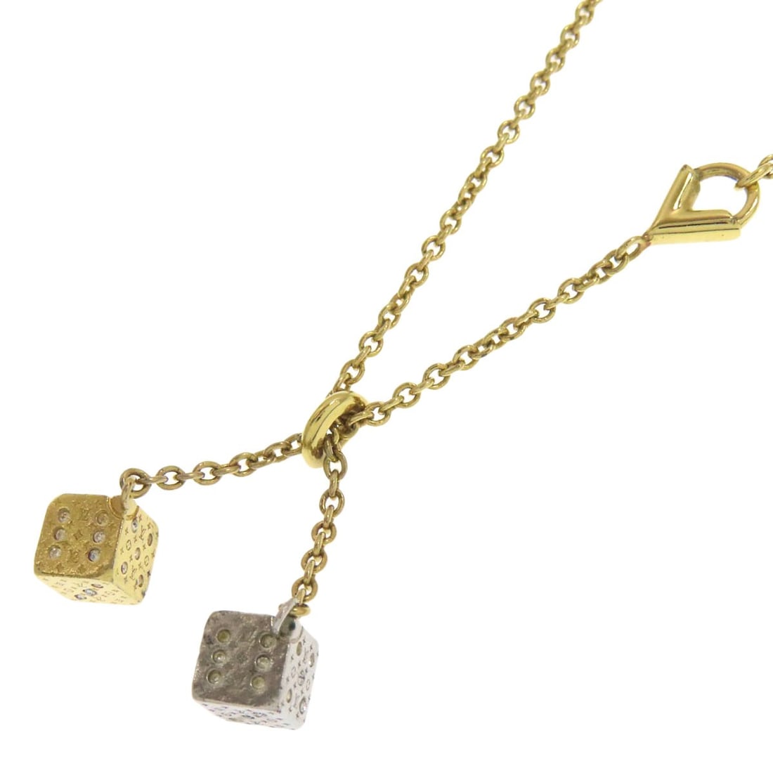 M62804 Louis Vuitton Lucky Gram Necklace Gold Plated: M62804 Louis Vuitton Lucky Gram Necklace Gold Plated The M62804 Louis Vuitton Lucky Gram Necklace Gold Plated is a stunning gold-plated necklace featuring a sleek design. Measuring 15.5 inches in