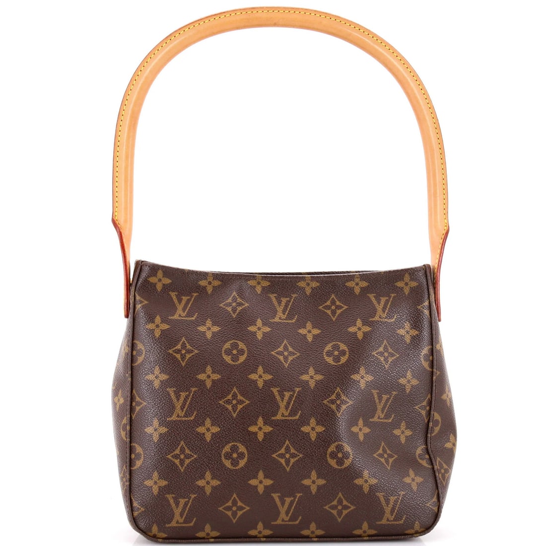 Canvas Monogram Louis Vuitton Handbag MM: Canvas Monogram Louis Vuitton Handbag MM Canvas Monogram Louis Vuitton Handbag MM features a classic top handle design with a brown canvas exterior and gold hardware. The bag boasts a timeless look