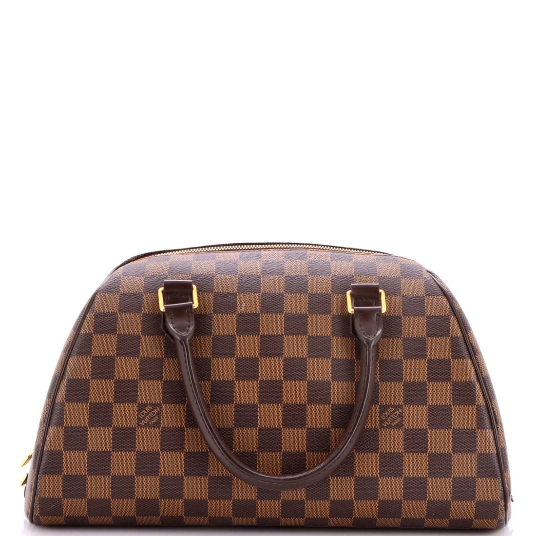 Louis Vuitton Handbag Damier MM: Louis Vuitton Handbag Damier MM The Louis Vuitton Handbag Damier MM boasts a timeless design with a rich, brown canvas exterior and striking red interior. With its classic bowler style and gold