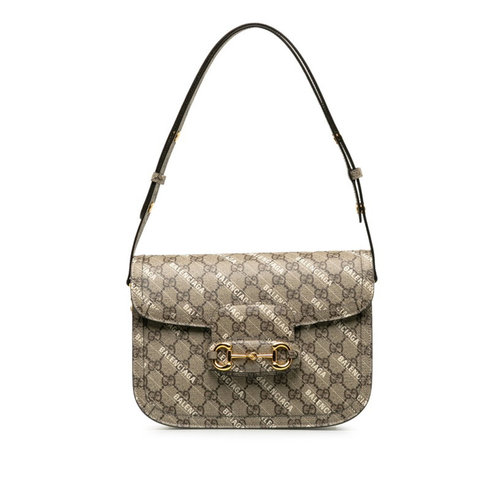PVC Leather Gucci Bag Shoulder: PVC Leather Gucci Bag Shoulder PVC Leather Gucci Bag Shoulder is made from PVC and features genuine leather accents. The bag boasts a classic Horsebit design and comes in a timeless beige color. Its