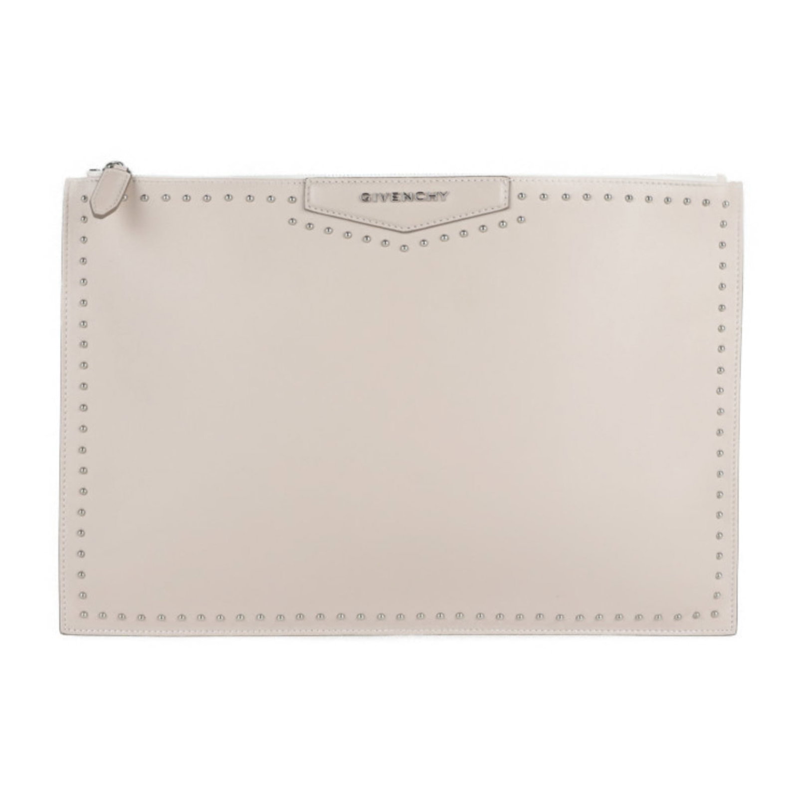 Clutch Handbag Leather Bag Pouch Givenchy: Clutch Handbag Leather Bag Pouch Givenchy Pink beige Givenchy leather calfskin clutch handbag pouch with silver hardware, presented in a dust bag. This stylish bag measures 23cm x 34cm and features