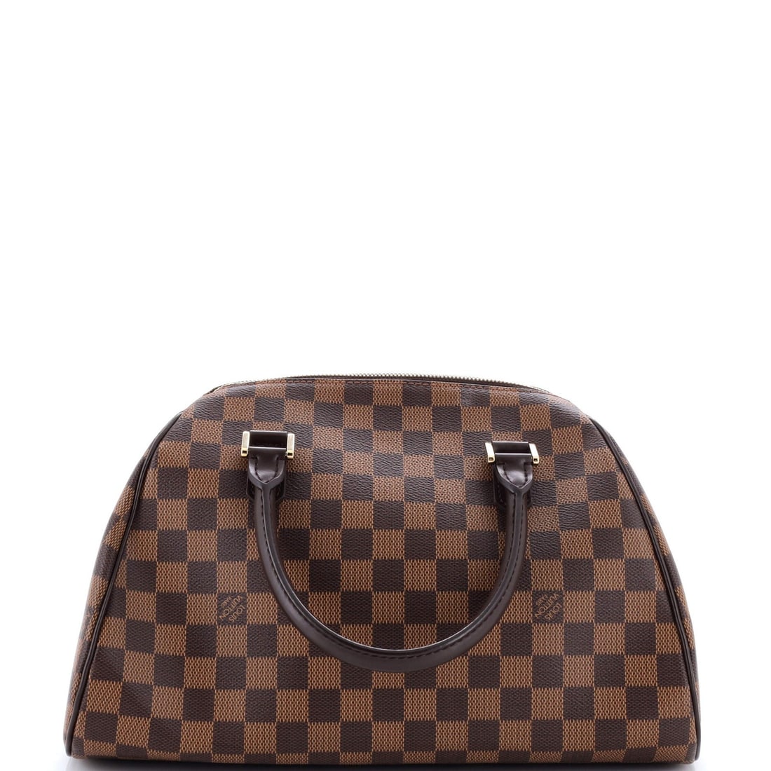 Louis Vuitton Handbag Damier MM: Louis Vuitton Handbag Damier MM The Louis Vuitton Handbag Damier MM boasts a timeless design with a rich, brown canvas exterior and striking red interior. With its classic bowler style and gold hardwa
