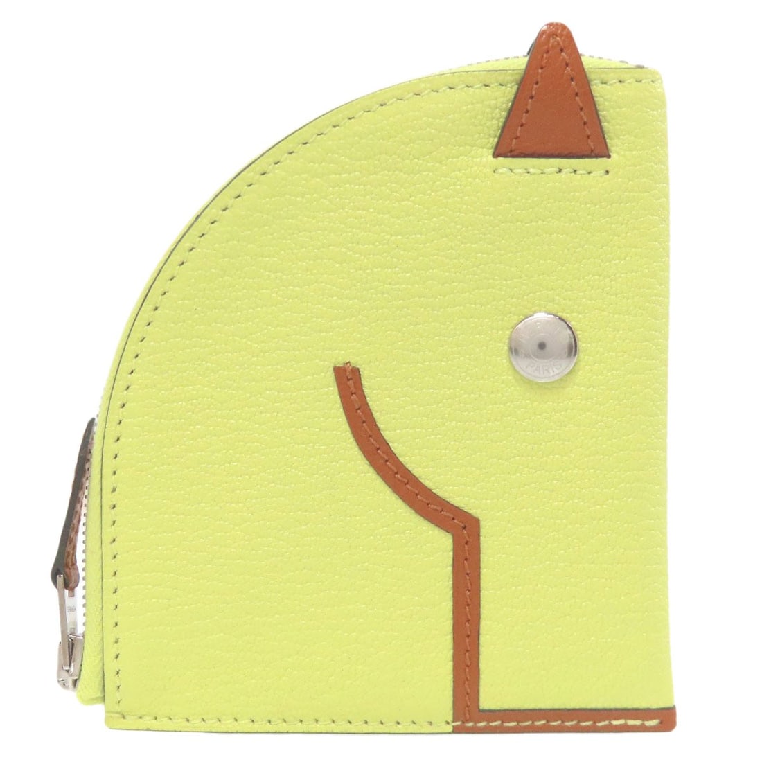 Chevre Coin Purse Silverhardware Hermes Paddock Wallet: Chevre Coin Purse Silverhardware Hermes Paddock Wallet Chevre coin purse with silver hardware from Hermes Paddock wallet, featuring a distinctive green chevre material. The wallet's exterior is also