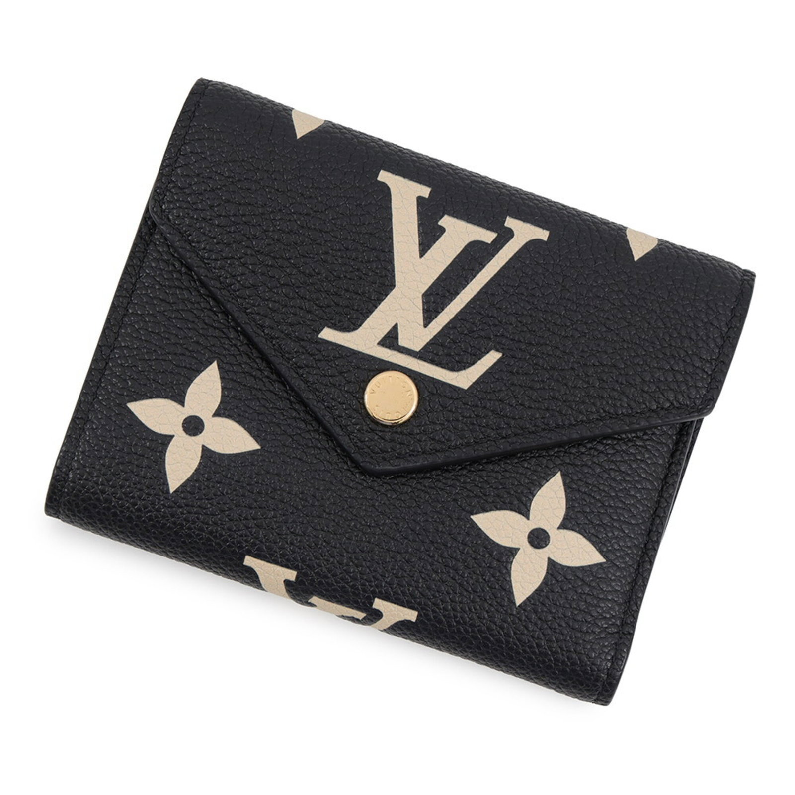 Louis Vuitton Wallet (Tri-Fold) Monogram Empreinte: Louis Vuitton Wallet (Tri-Fold) Monogram Empreinte Tri-fold Monogram Empreinte wallet from Louis Vuitton, featuring the iconic Beige and Noir color combination, is a stylish accessory for everyday
