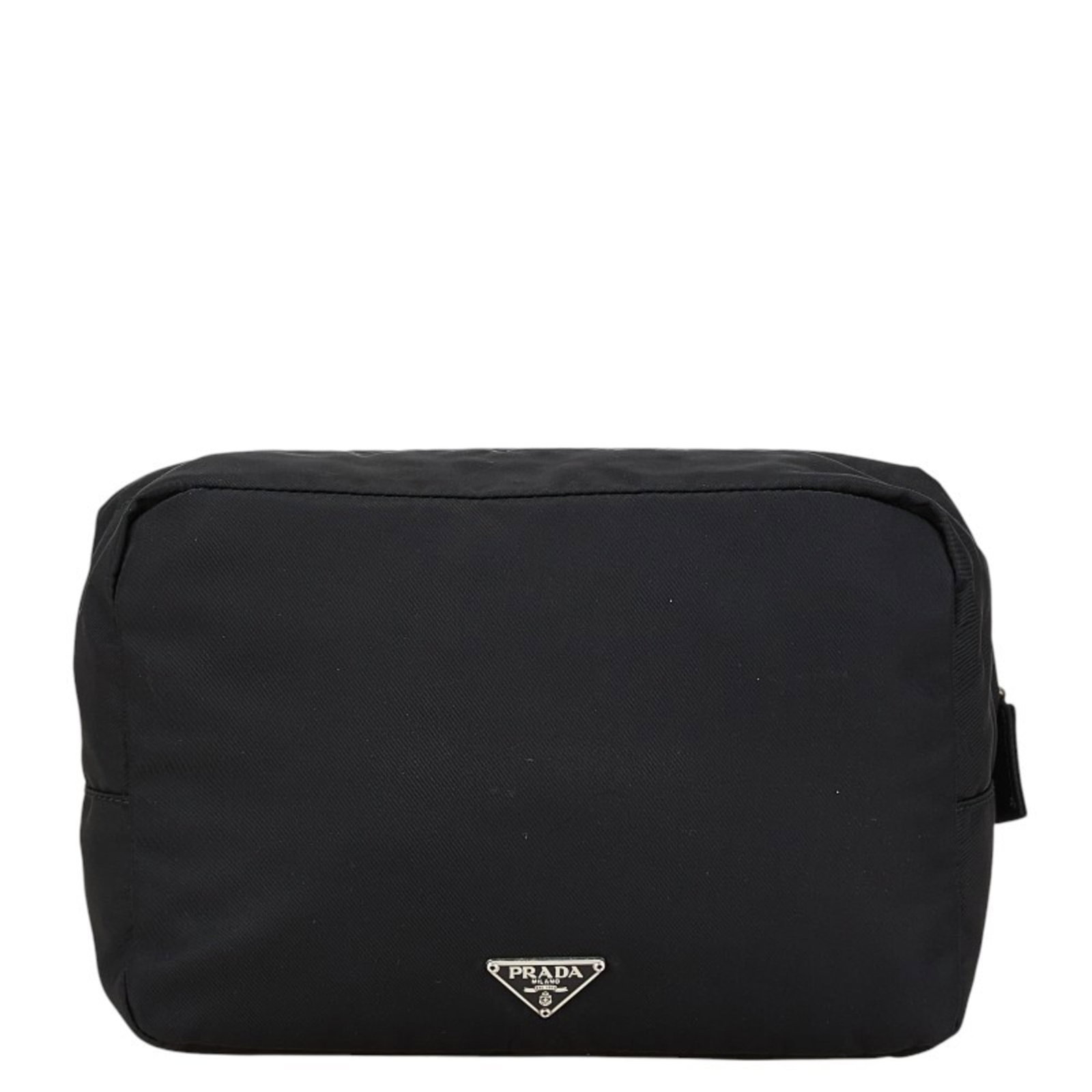 Nylon Prada Pouch: Nylon Prada Pouch Black Nylon Prada Pouch with Guarantee Card. This 16cm x 21cm x 6cm pouch is made from nylon and features a sleek black design. Includes a guarantee card for added assurance. Item Sp