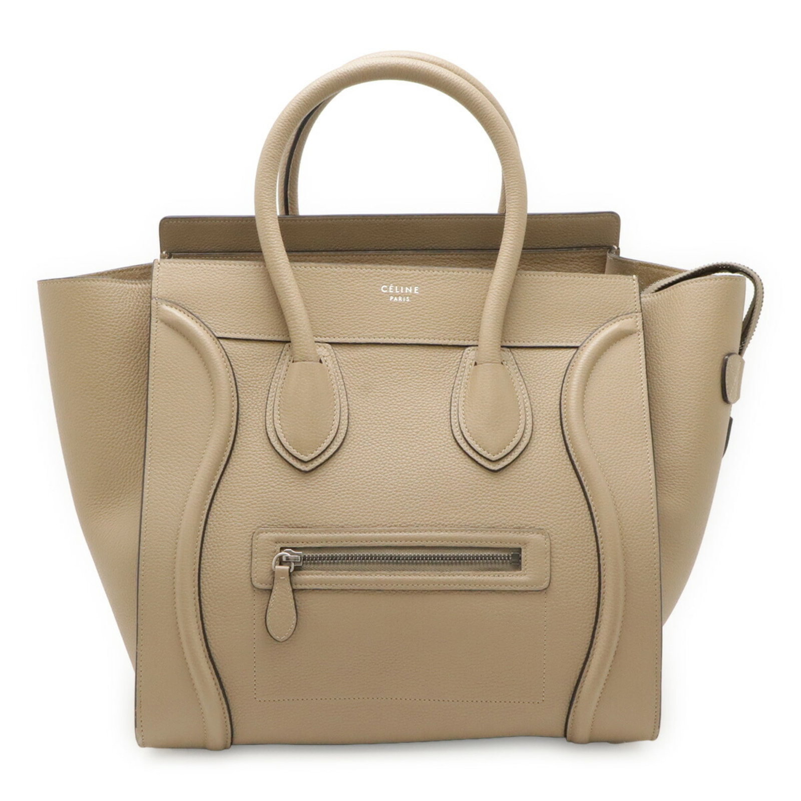 Handbag Tote Bag Leather Celine: Handbag Tote Bag Leather Celine This beige leather Celine tote bag features a classic design with clean lines and a timeless look. Made from high-quality leather, its 30cm x 30.5cm x 17cm dimensions