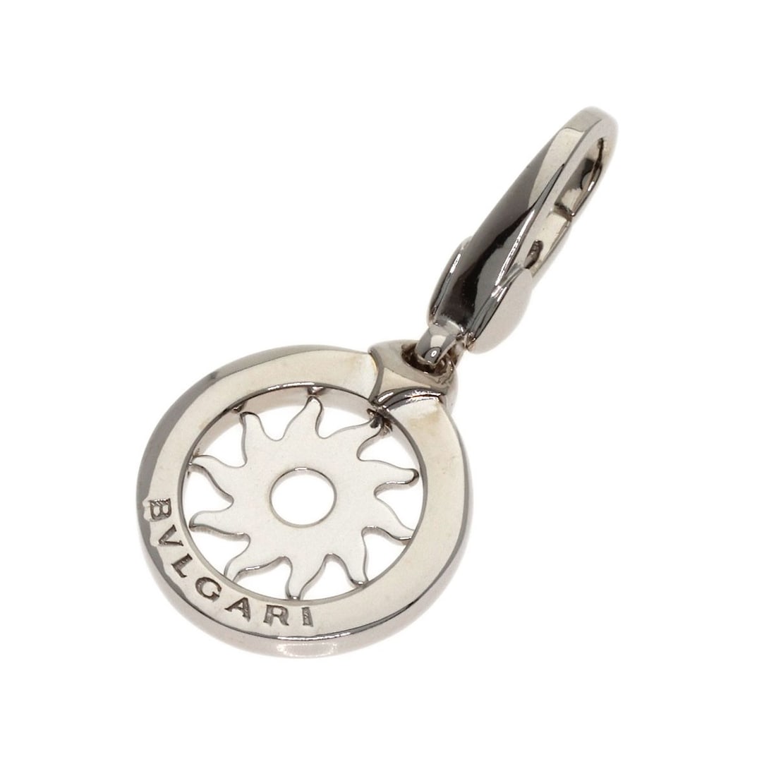 Bvlgari Tondo Sun Charm Pendant Top K18 White Gold: Bvlgari Tondo Sun Charm Pendant Top K18 White Gold K18 White Gold pendant top from BVLGARI, featuring a sleek silver metal design with no stone. This top K18 White Gold pendant showcases the brand's s
