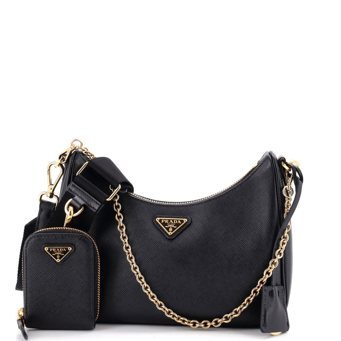 Saffiano Leather Small Prada Re-Edition 2005 Shoulder Bag: Saffiano Leather Small Prada Re-Edition 2005 Shoulder Bag Small Saffiano Leather Prada Shoulder Bag. This 2005 re-edition cross body bag features Saffiano leather, a classic Prada design with a black 