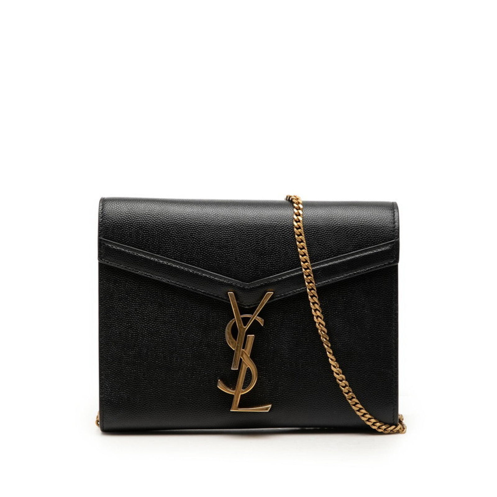 Laurent Saint Bag Leather Shoulder: Laurent Saint Bag Leather Shoulder Black leather shoulder bag from Saint Laurent, measuring 15cm x 19cm x 3cm, with a sleek and modern design. The bag's compact size and lightweight material make it