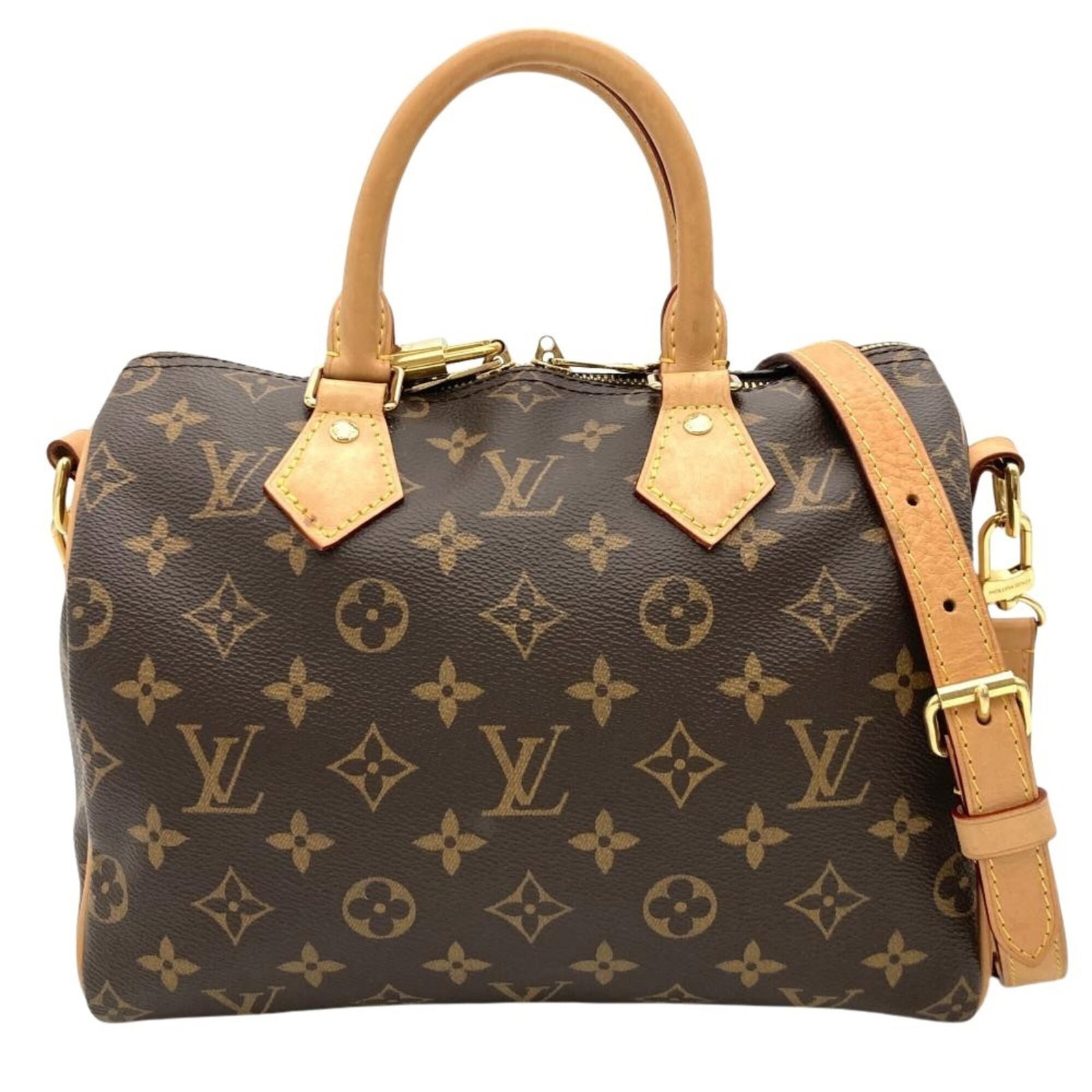 Louis Vuitton Monogram Handbag: Louis Vuitton Monogram Handbag Brown Monogram Louis Vuitton Handbag, 19cm x 25cm x 14.5cm, features a classic monogram closure and a zipper pocket for added convenience. The bag's sturdy design and RF