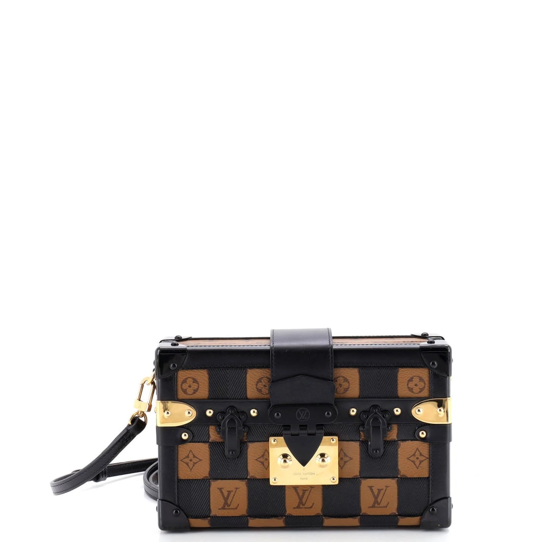 Handbag Damier Tressage Monogram Canvas Leather Vuitton Louis Petite: Handbag Damier Tressage Monogram Canvas Leather Vuitton Louis Petite Canvas Coated Leather Louis Vuitton Petite Malle Handbag Damier Tressage Monogram features a unique combination of canvas and