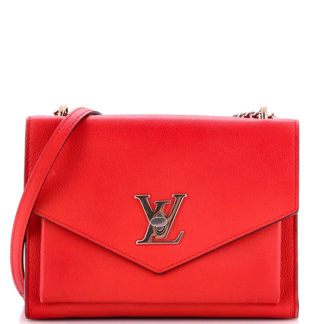 Mylockme Handbag Leather Louis Vuitton: Mylockme Handbag Leather Louis Vuitton Red Louis Vuitton Leather Cross Body Bag with Silver Hardware, featuring a signature and microfiber interior. This stylish bag boasts a classic design with
