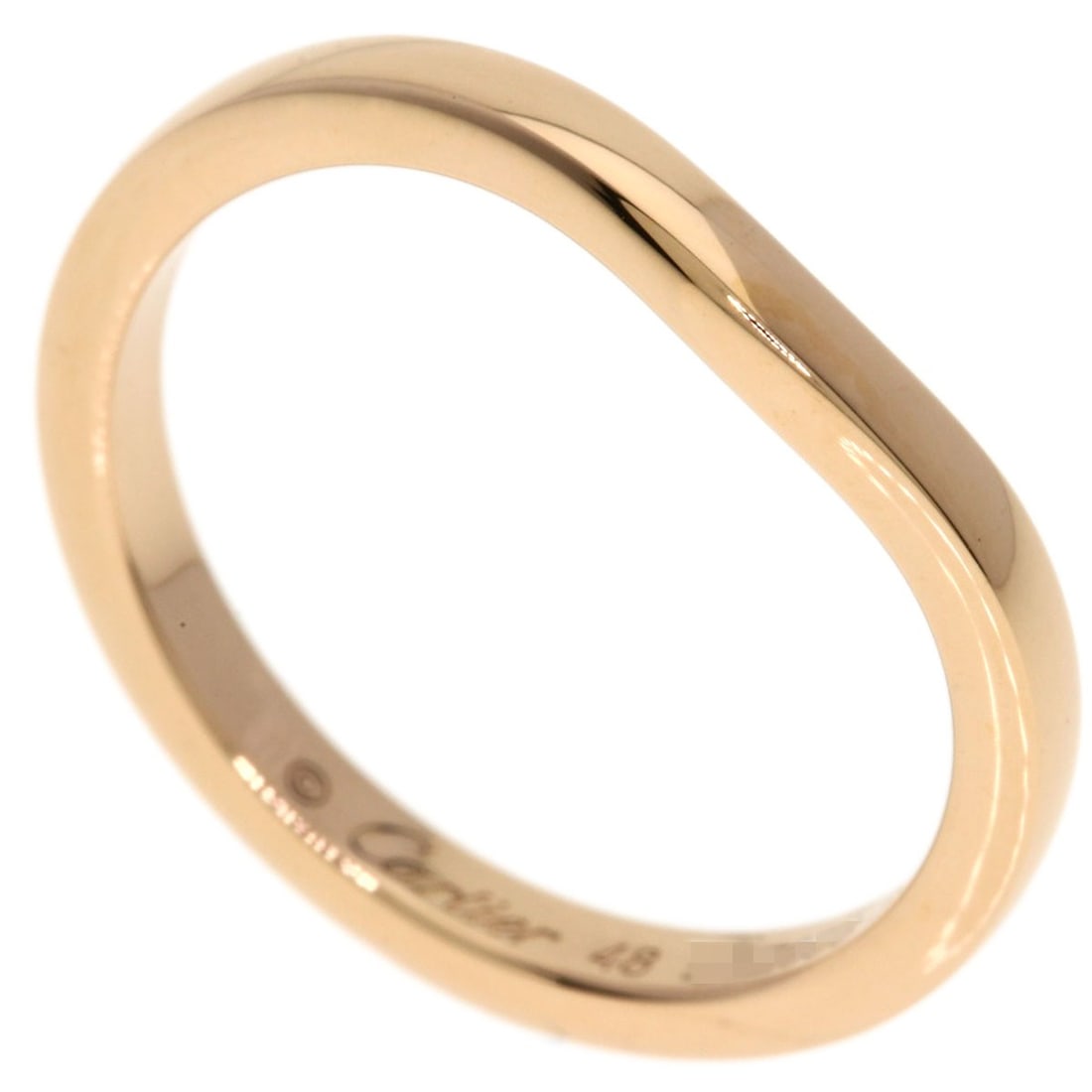 Pink Gold K18 Ballerina Ring Curve #48: Pink Gold K18 Ballerina Ring Curve #48 K18 Pink Gold Ballerina Ring Curve #48 boasts a sleek, gold metal design with a curved shape, characteristic of Cartier's signature style. This 4.5 US ring size