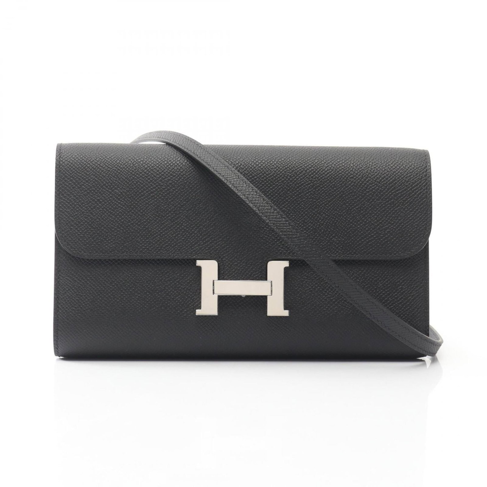 Shoulder Bag Epsom Hermes Leather: Shoulder Bag Epsom Hermes Leather Epsom leather shoulder bag from Hermes, featuring a sleek black design with a compact 12cm x 20.5cm x 3cm size. This stylish bag boasts a classic shape and premium