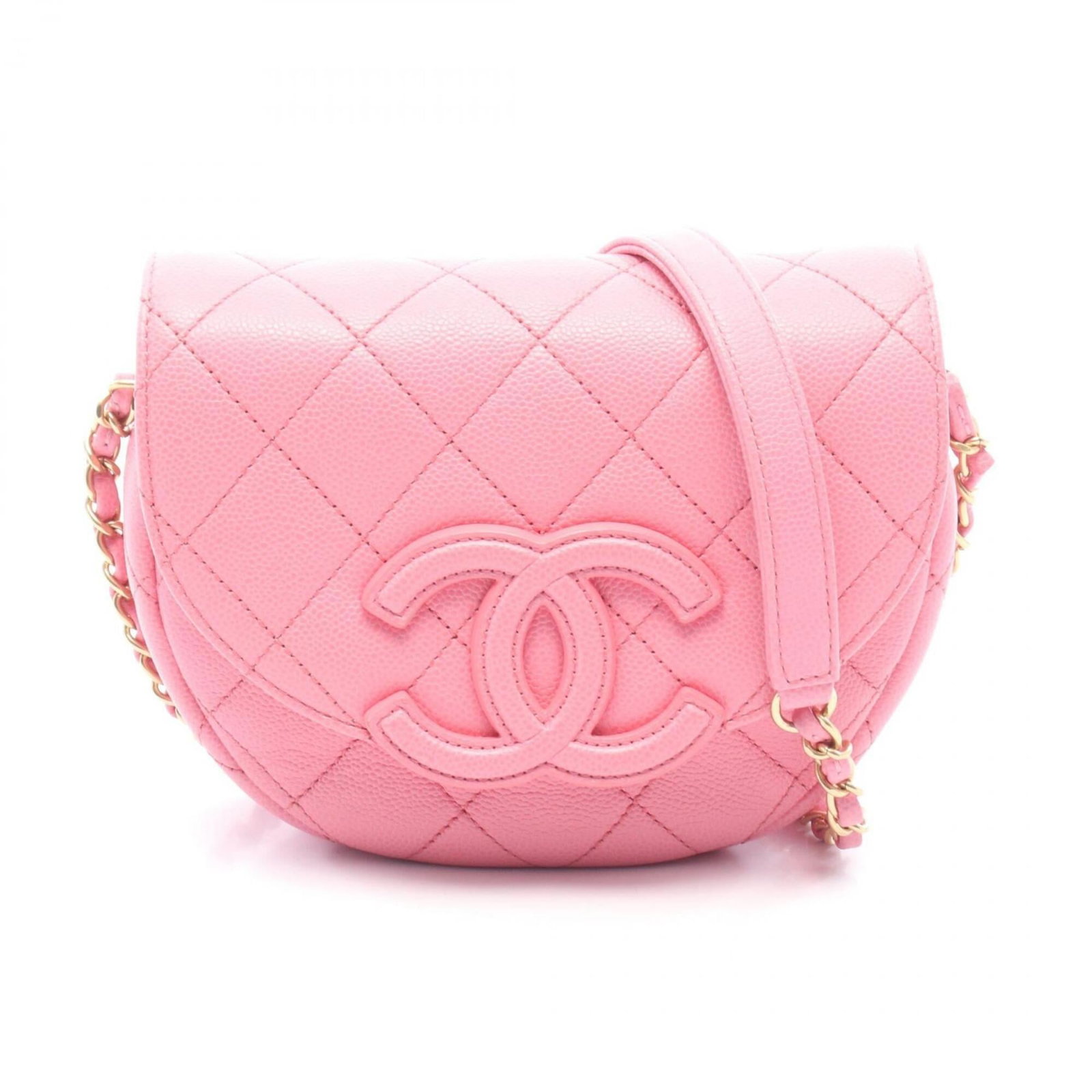 Calfskin Grained Shoulder Bag Handbag: Calfskin Grained Shoulder Bag Handbag Calfskin Grained Shoulder Bag Handbag in Pink. This Chanel MPN AS3867 shoulder bag features a striking pink color and gold hardware, adding a touch of elegance to