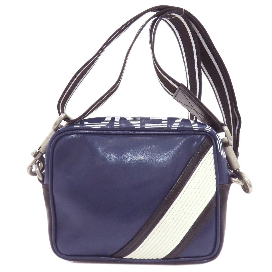 Shoulder Bag Leather Logo Givenchy: Shoulder Bag Leather Logo Givenchy Blue leather shoulder bag with Givenchy logo. Made from high-quality leather, this bag features a classic design with a distinctive blue color. The Givenchy logo