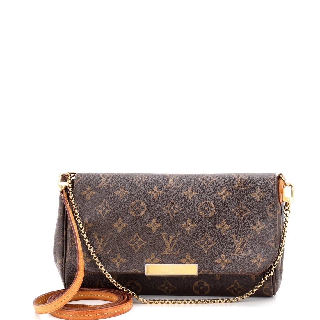 Canvas MM Handbag Monogram Favorite Louis Vuitton: Canvas MM Handbag Monogram Favorite Louis Vuitton Canvas MM Handbag Monogram Favorite Louis Vuitton in Brown, featuring a classic cross body design with a gold-toned strap and burgundy interior. The
