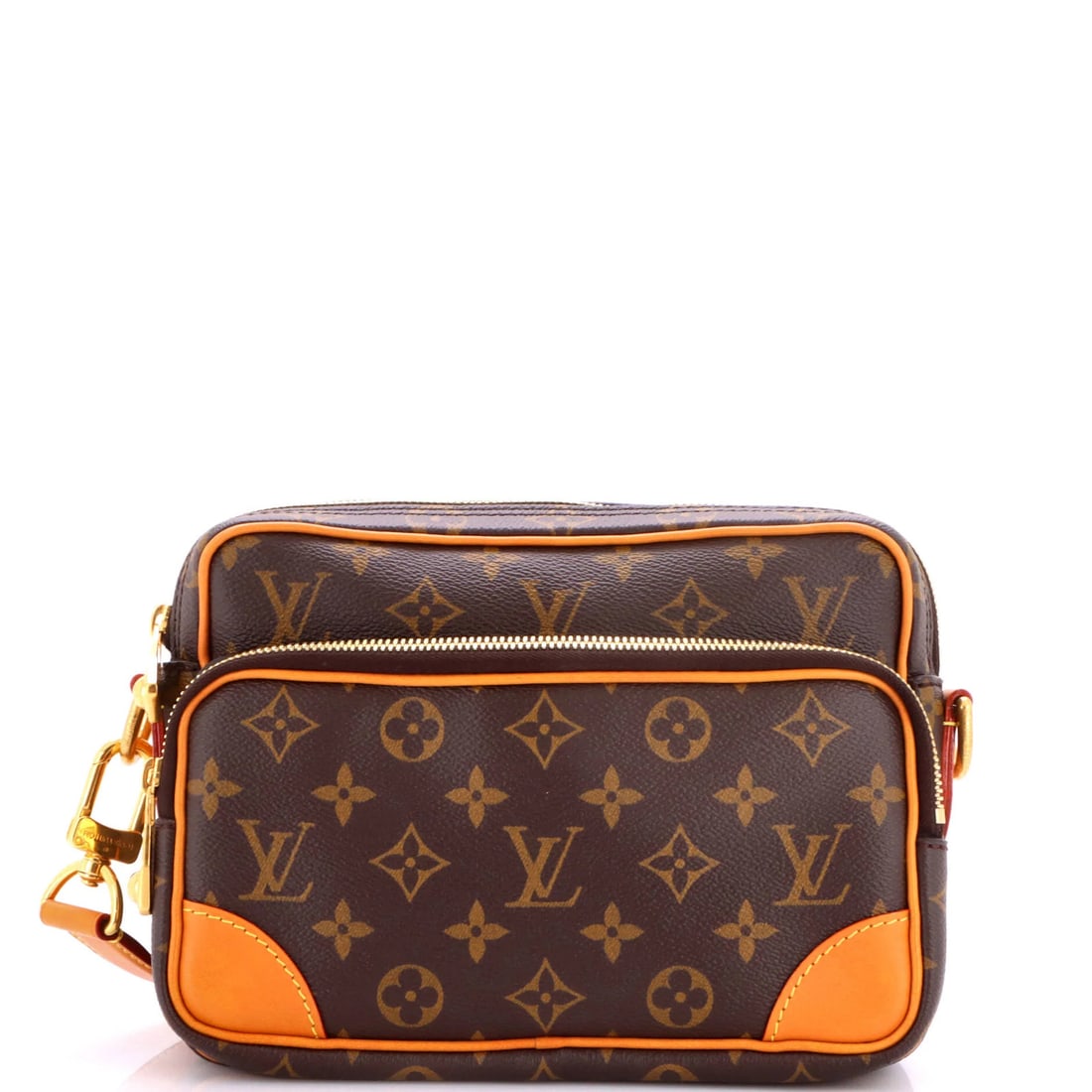 Monogram Canvas Messenger Bag Nil Louis Vuitton: Monogram Canvas Messenger Bag Nil Louis Vuitton Brown Nil Louis Vuitton Monogram Canvas Messenger Bag with Gold Hardware, featuring a classic cross body design and minor creases on the exterior,