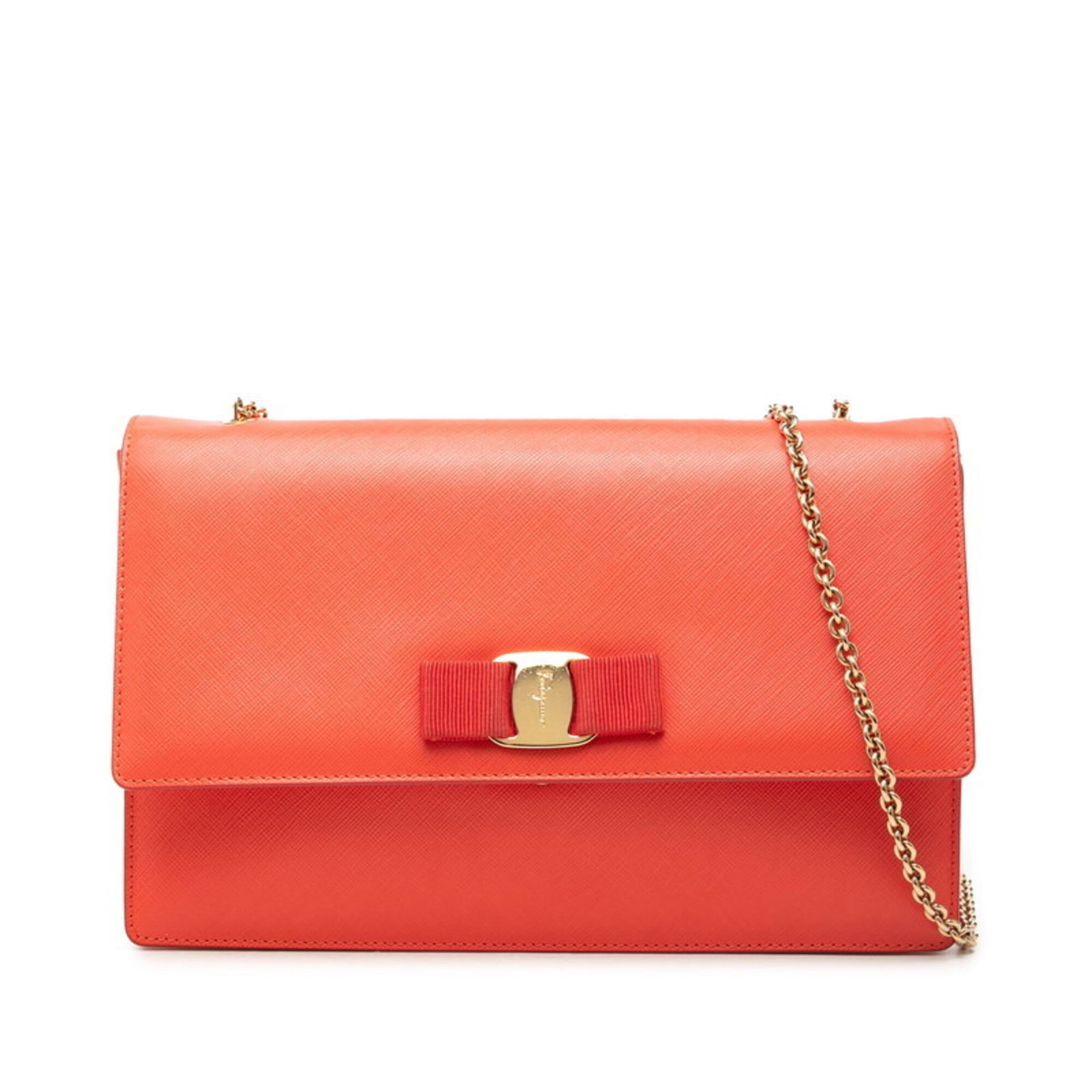 Ferragamo Leather Shoulder Bag: Ferragamo Leather Shoulder Bag The Salvatore Ferragamo Leather Shoulder Bag boasts a vibrant orange hue, adding a pop of color to any outfit. Made from high-quality leather, this stylish shoulder bag