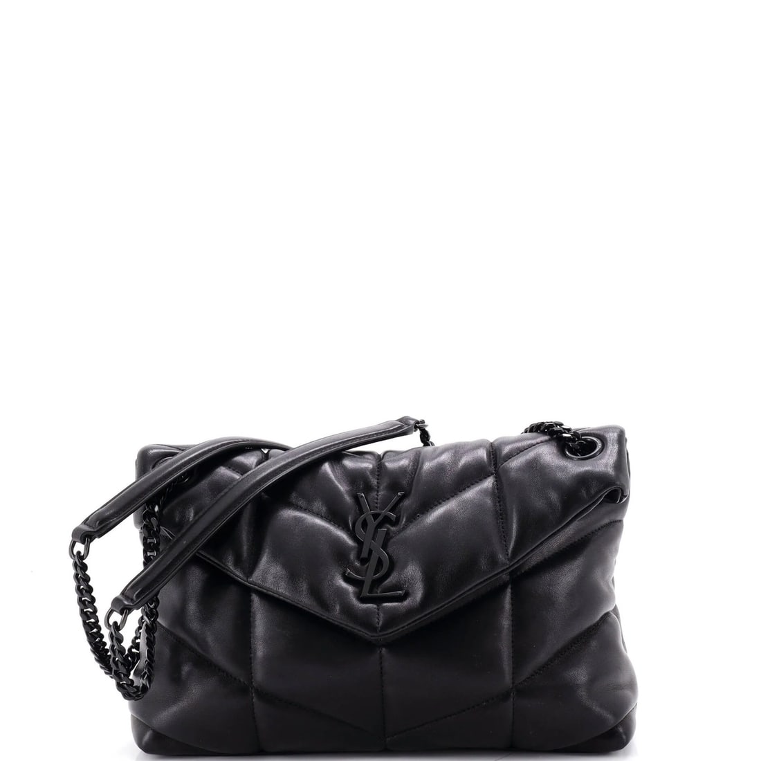 Loulou puffer quilted leather bag shoulder Saint Laurent small: Loulou puffer quilted leather bag shoulder Saint Laurent small Small Saint Laurent Loulou Puffer Quilted Leather Cross Body Bag with Black Interior, featuring a classic design and premium leather