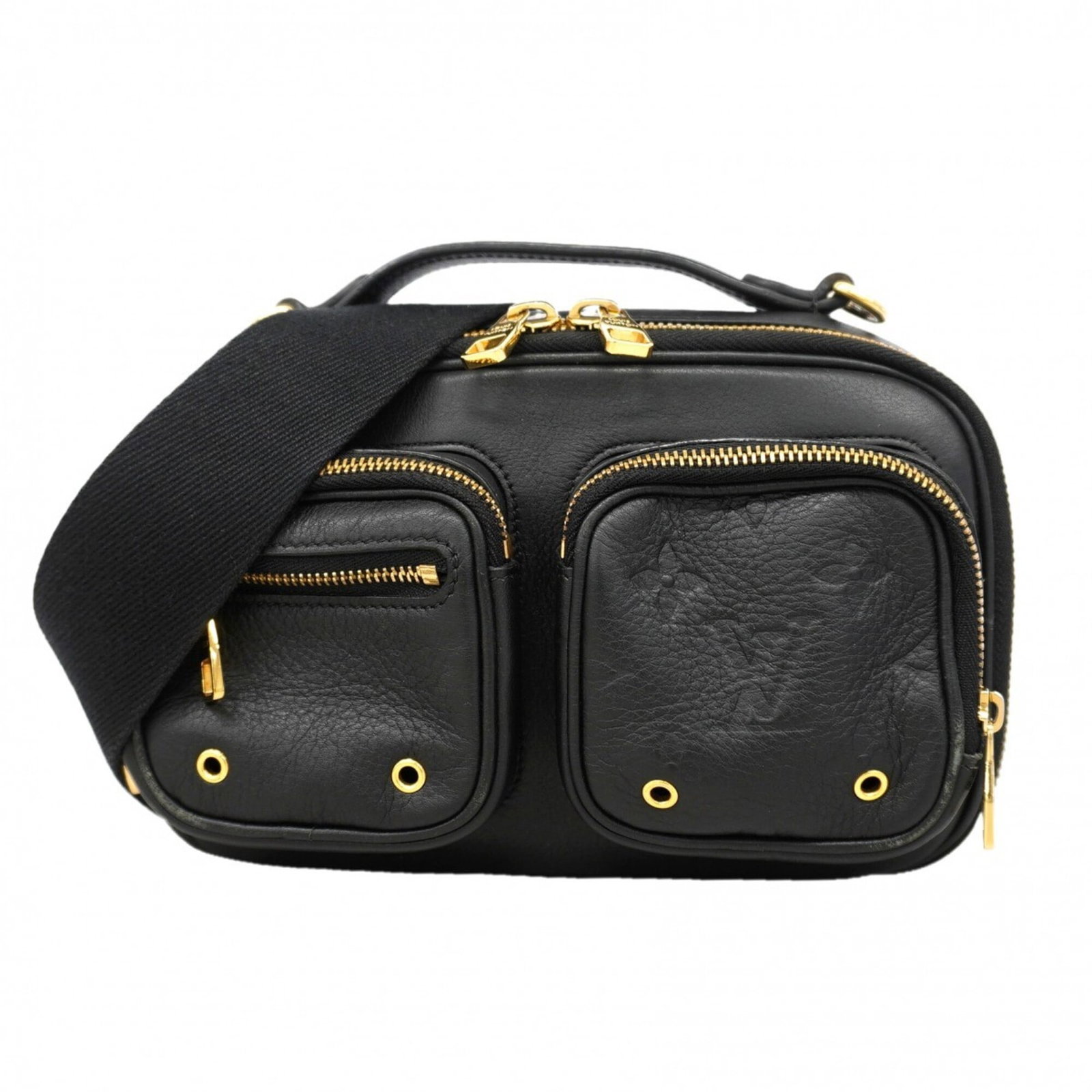 Handbag Louis Vuitton: Handbag Louis Vuitton Black Louis Vuitton handbag with dimensions 12.5cm x 20cm x 5.5cm, perfect for everyday carry. This stylish bag features a sleek design and a signature from the artist. Item Spec