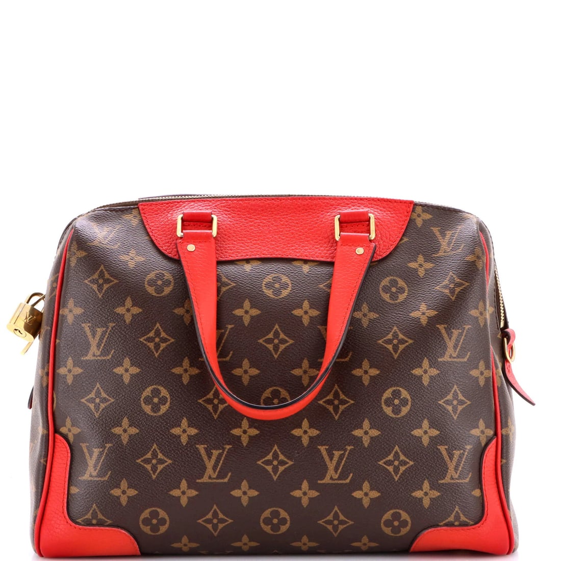 Canvas Leather Monogram Handbag Louis Vuitton Retiro NM: Canvas Leather Monogram Handbag Louis Vuitton Retiro NM Canvas Leather Monogram Handbag Louis Vuitton Retiro NM features a unique combination of canvas and leather exterior, with a distinctive red