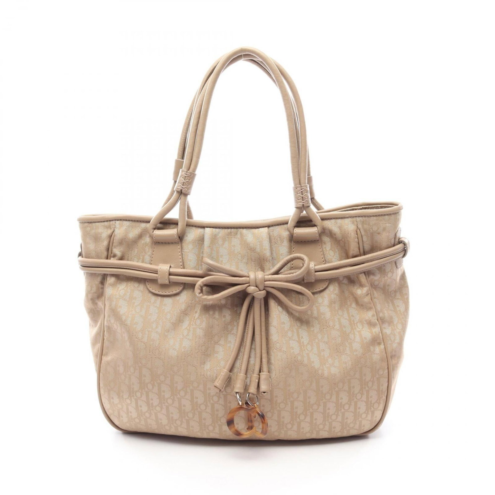 Dior Handbag Nylon Leather Canvas: Dior Handbag Nylon Leather Canvas Christian Dior Handbag Nylon Leather Canvas, 25cm x 29cm x 7cm, features a unique blend of leather and nylon canvas materials in a classic beige color. This stylish