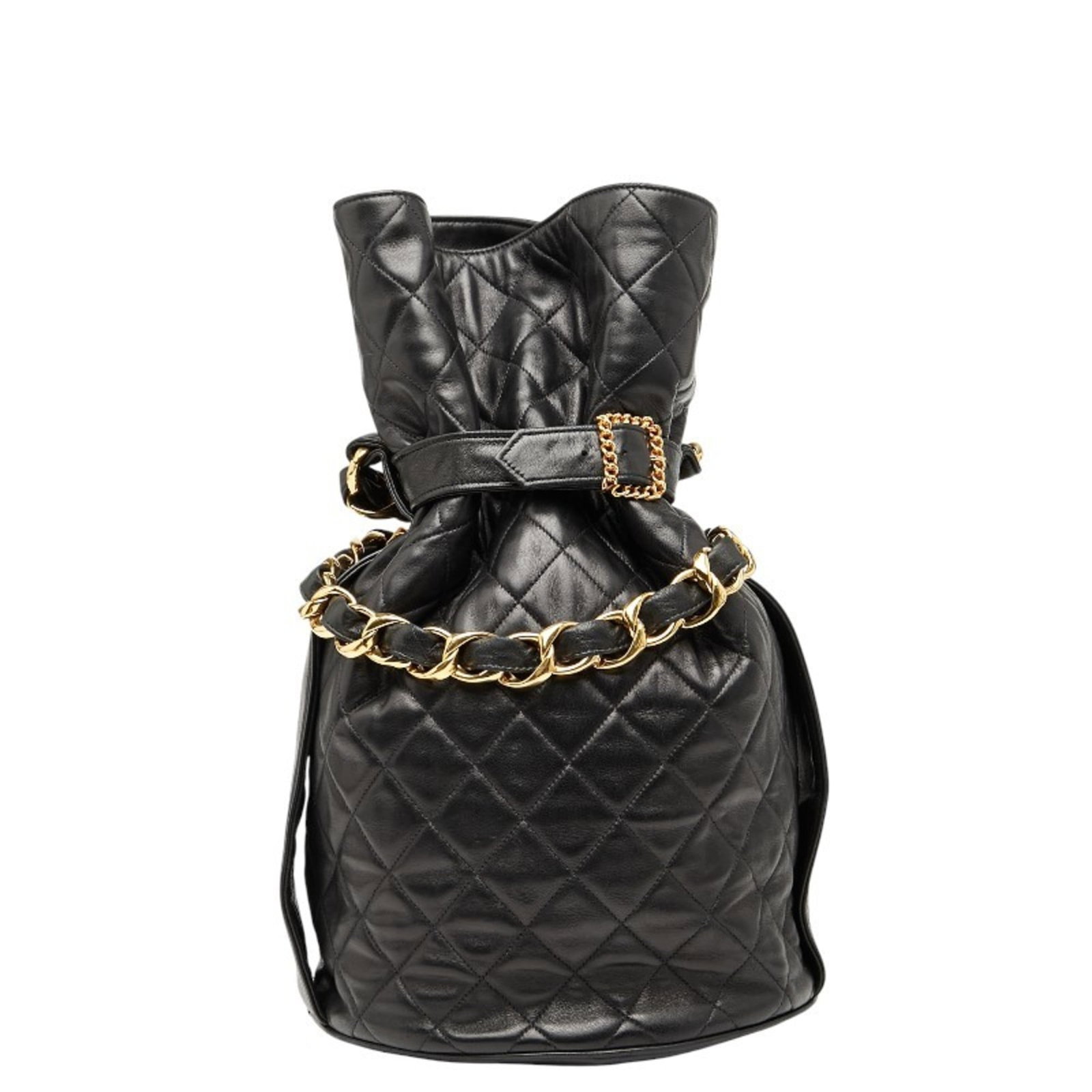 Shoulder Bag Leather Chanel: Shoulder Bag Leather Chanel Shoulder Bag Leather Chanel features a sleek black lambskin design, complete with a belt closure and a matching dust bag for added convenience. Measuring 38cm x 22cm x
