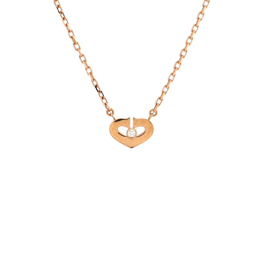 Cartier Heart de Cartier Pendant Necklace 18K Rose Gold Diamond XS: Cartier Heart de Cartier Pendant Necklace 18K Rose Gold Diamond XS Cartier's iconic Heart de Cartier Pendant Necklace in 18K rose gold is a timeless masterpiece. This exquisite necklace features a