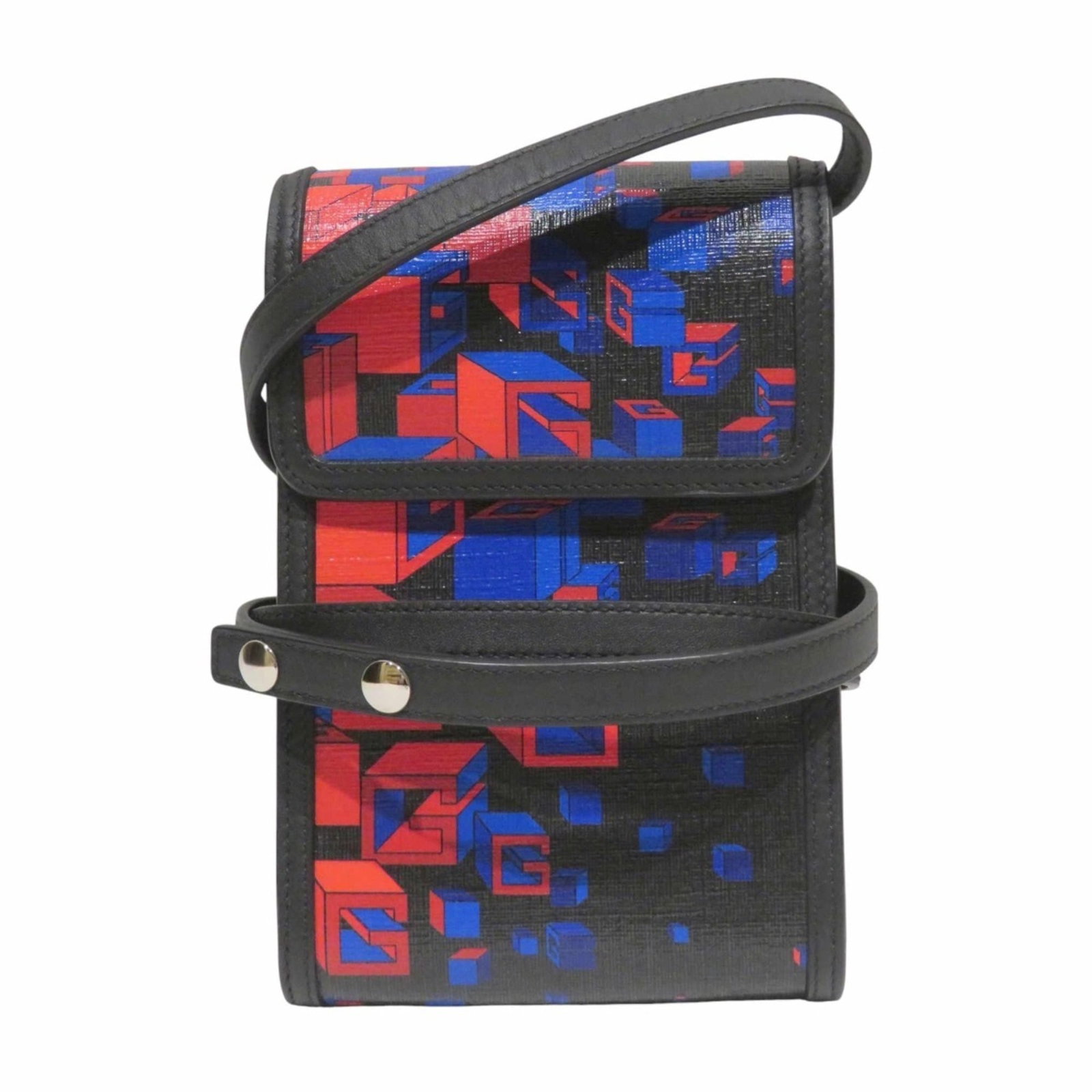 Canvas Leather Shoulder Bag Gucci: Canvas Leather Shoulder Bag Gucci Canvas Leather Shoulder Bag Gucci bears a signature and features coated canvas and leather construction, with a black color and magnet closure. The bag measures 18cm