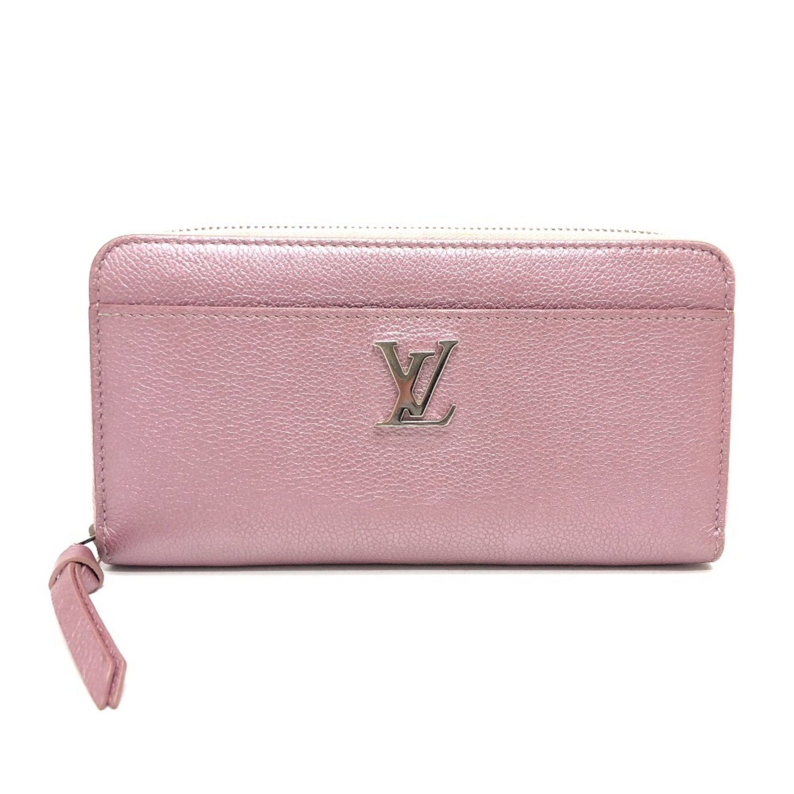 Leather Wallet Bi Fold Louis Vuitton: Leather Wallet Bi Fold Louis Vuitton This Louis Vuitton leather wallet is a bi-fold design with a metallic pink color, measuring 10.5cm x 19.5cm x 2cm. The wallet comes in a box, providing a