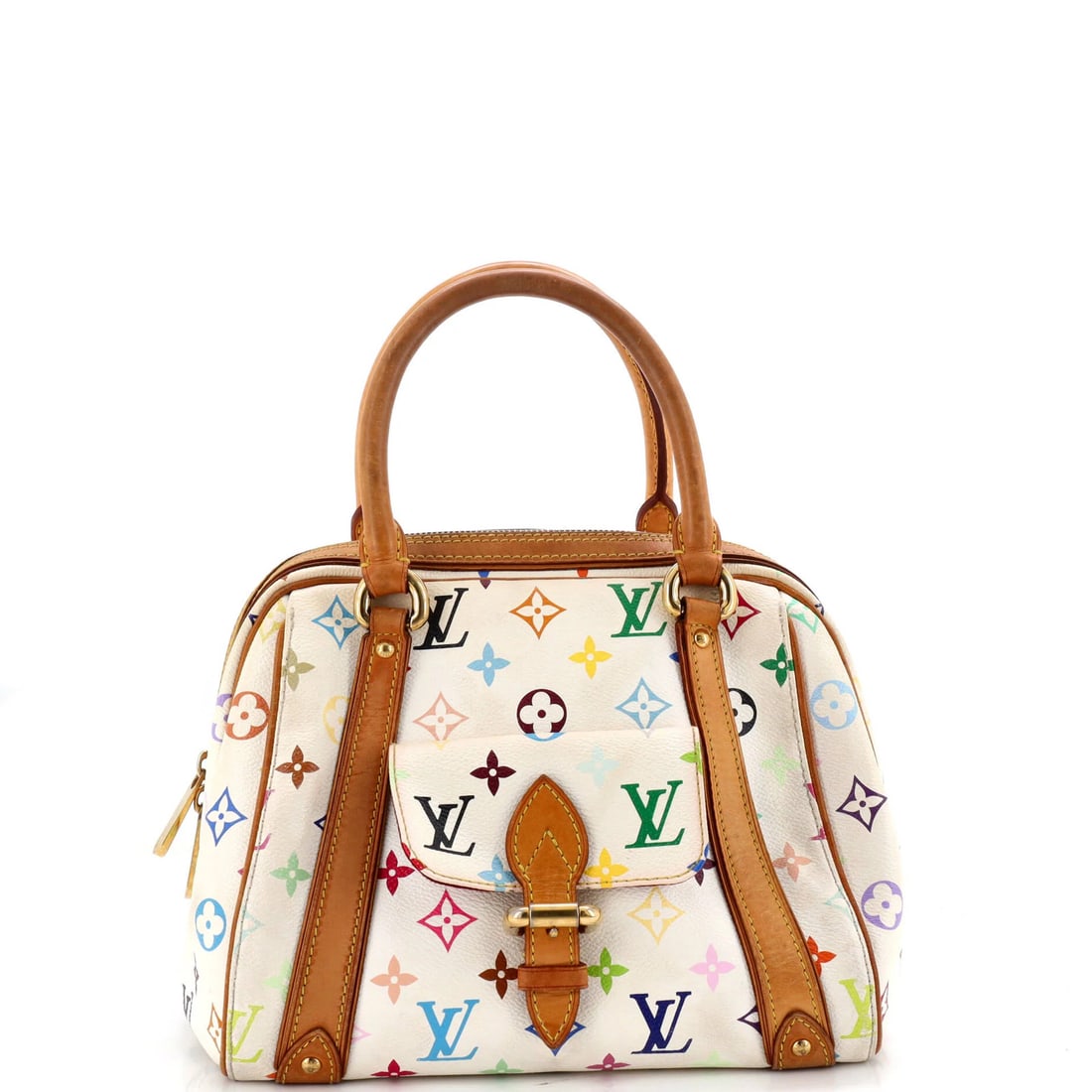 Louis Vuitton Priscilla Monogram Multicolor: Louis Vuitton Priscilla Monogram Multicolor White canvas coated Louis Vuitton Priscilla Monogram Multicolor satchel with a classic design, featuring a bold multicolor monogram pattern. The bag boasts