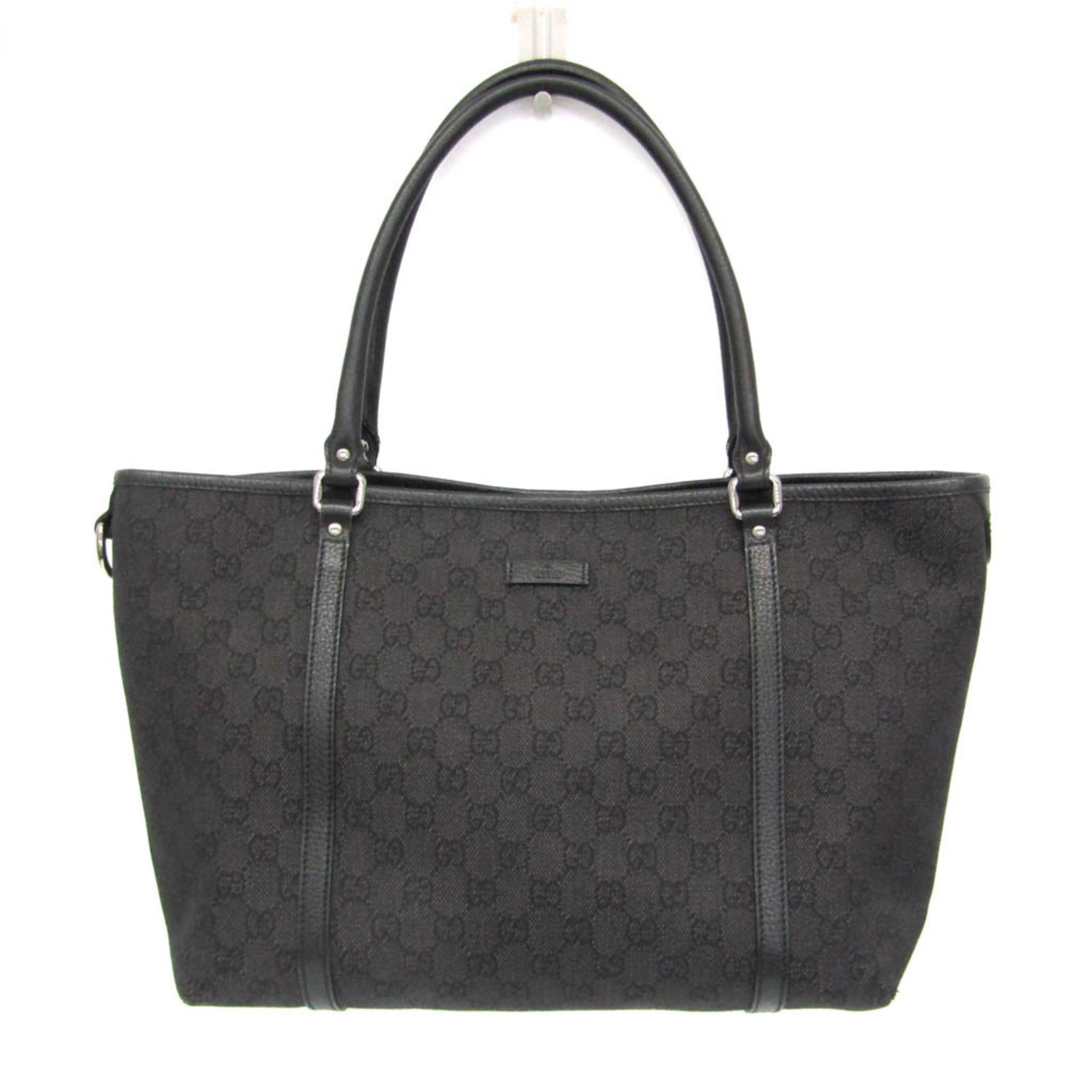 Canvas Leather Gg Gucci Tote Handbag: Canvas Leather Gg Gucci Tote Handbag Top-quality Gucci GG canvas and leather combine in this stylish 265695 tote bag, featuring a sleek black design and a magnetic snap closure. The bag boasts a
