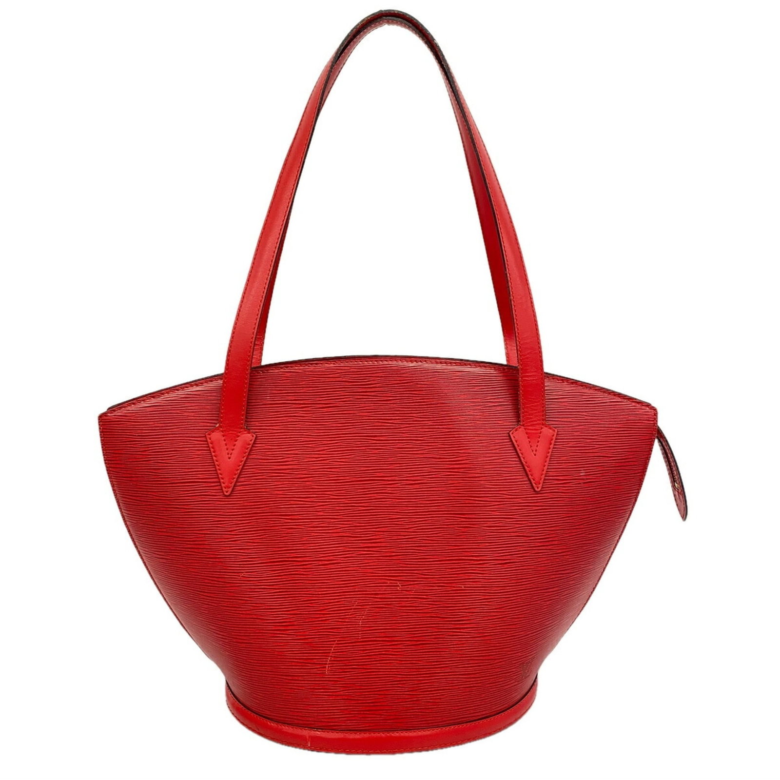 Shoulder Bag by Louis Vuitton: Shoulder Bag by Louis Vuitton Castilian red leather wraps around the body of this Louis Vuitton shoulder bag, measuring 30cm x 26cm x 17cm. The bag's classic design and timeless color make it a