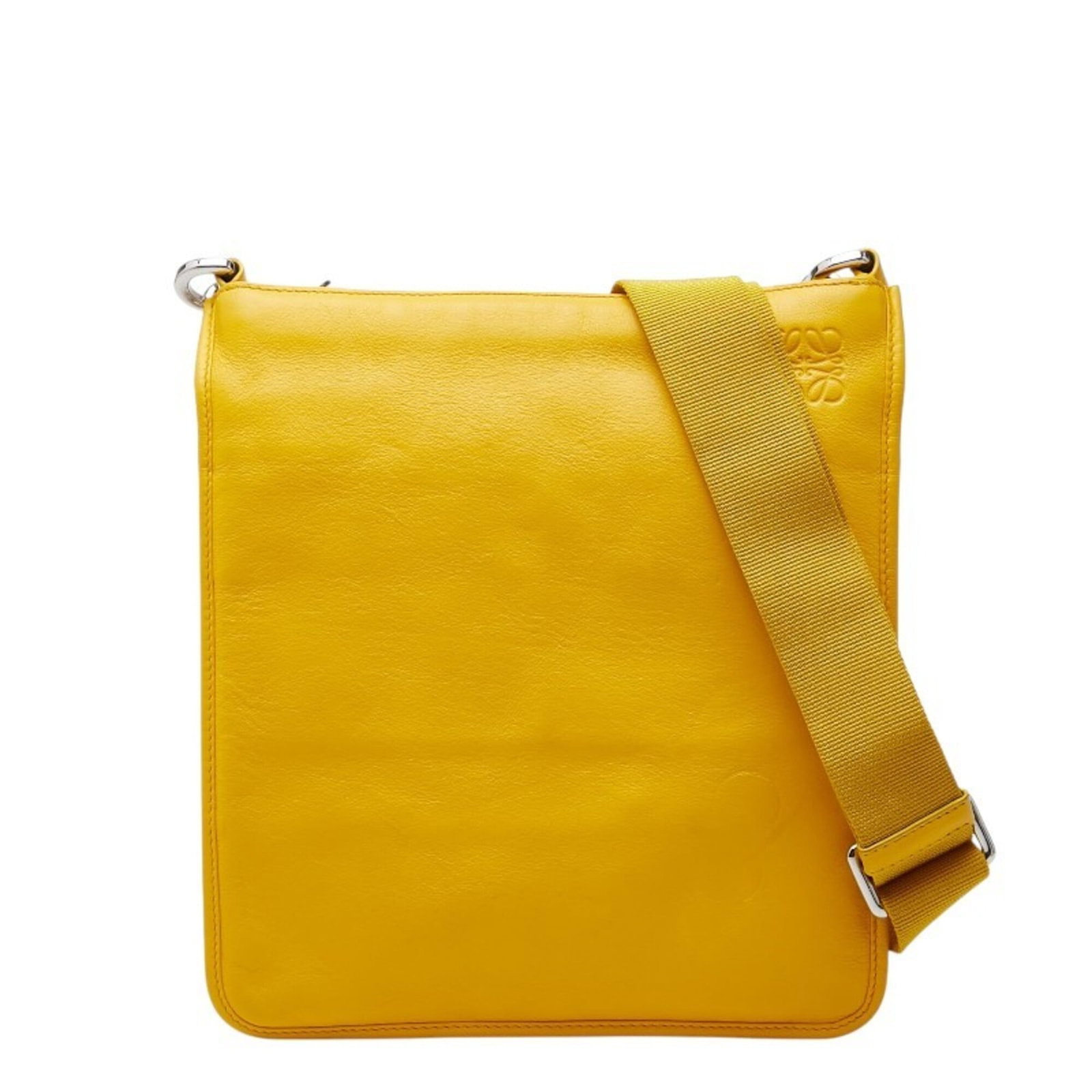 Shoulder Bag Leather: Shoulder Bag Leather Yellow Leather Shoulder Bag. Made from high-quality leather, this shoulder bag features a classic design with a 28cm x 25cm x 1cm size. The bag's bright yellow color adds a pop of