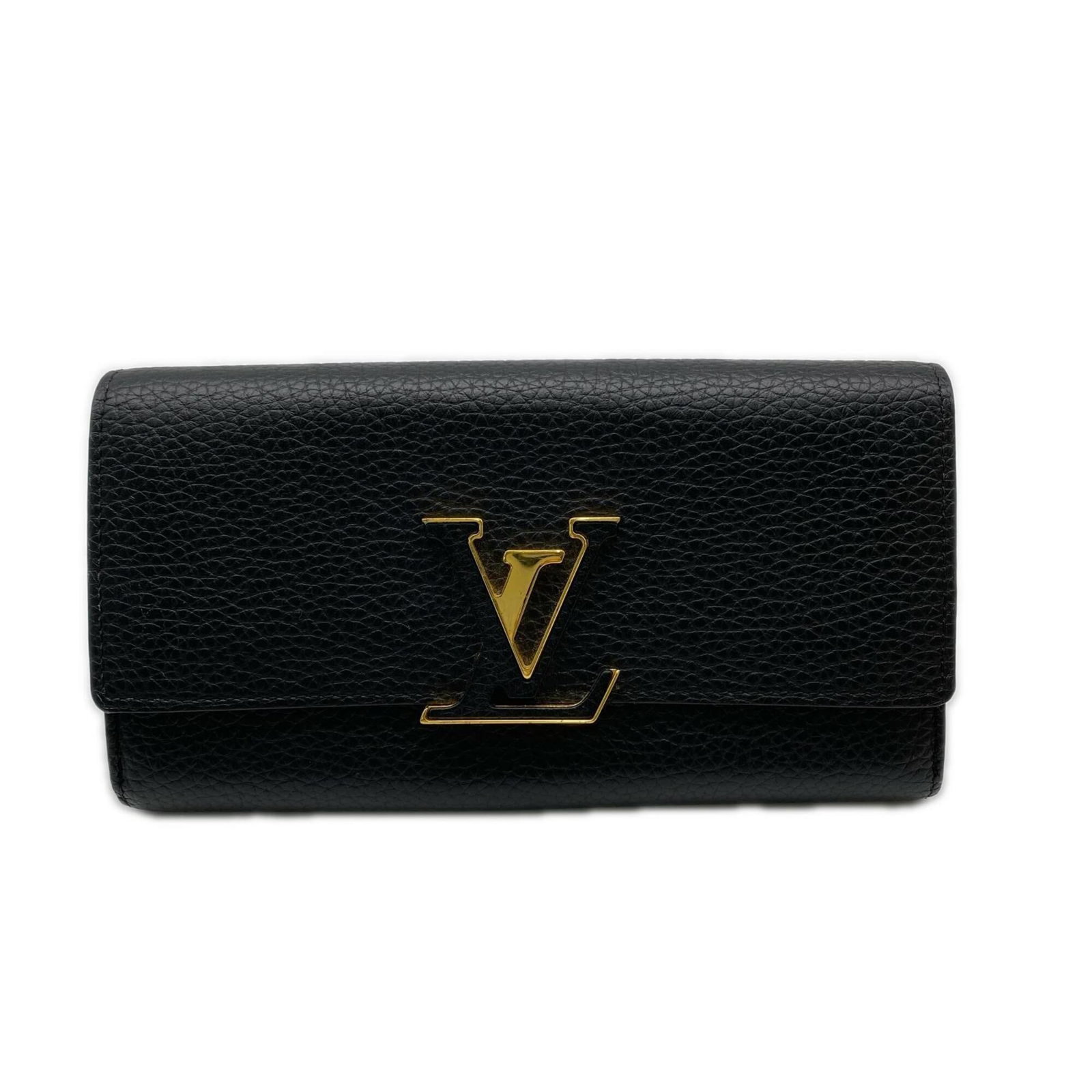 Leather Wallet Bi Fold Louis Vuitton: Leather Wallet Bi Fold Louis Vuitton Black, Noir Leather Louis Vuitton Taurillon Bi Fold Wallet with precise measurements of 9.5cm x 19.5cm x 2cm. This long wallet features high-quality Taurillon
