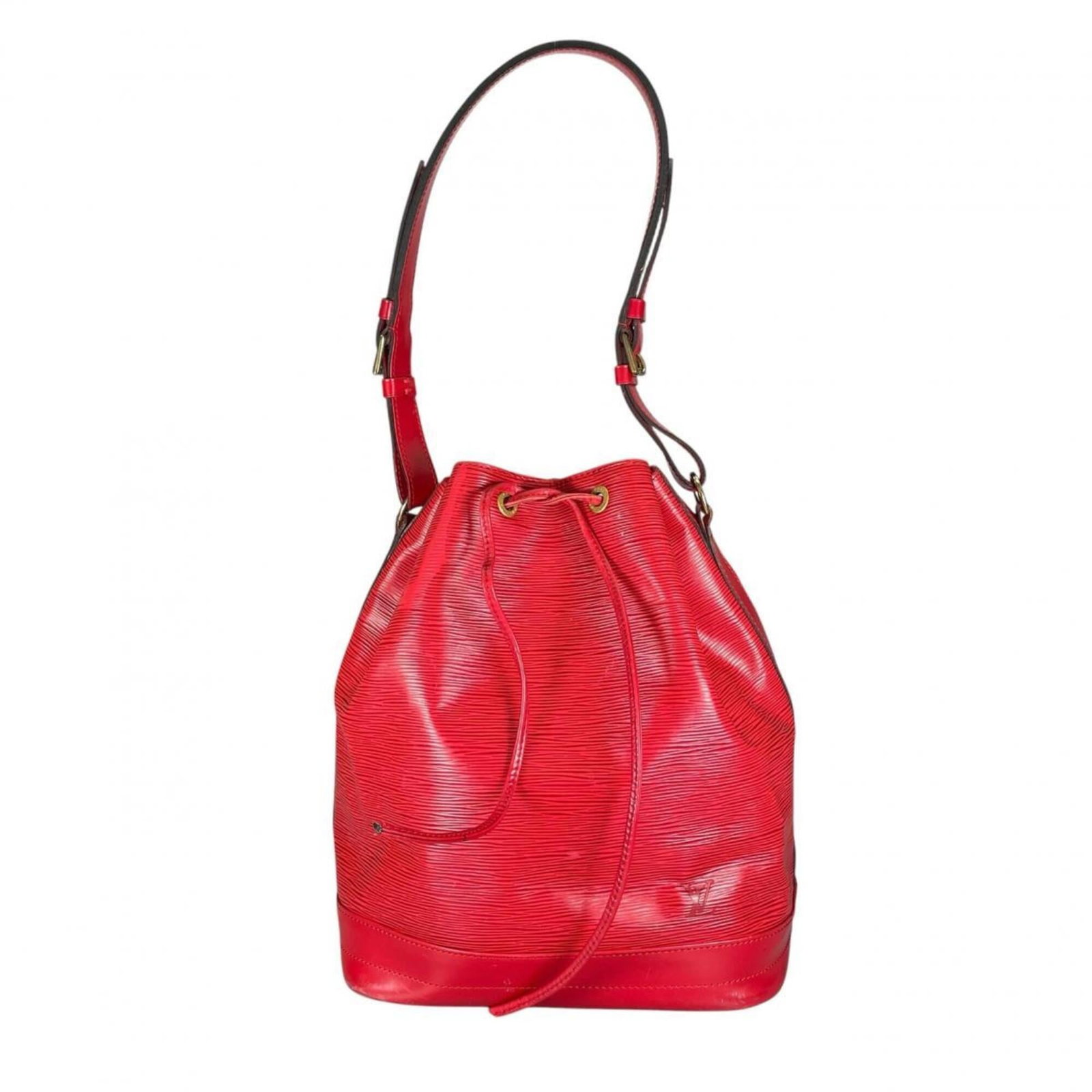 Leather Epi Bag Vuitton Louis: Leather Epi Bag Vuitton Louis Castilian red Epi leather wraps around the body of this Louis Vuitton shoulder bag, adding a pop of vibrant color to its classic design. Measuring 34cm x 27cm x 20cm,