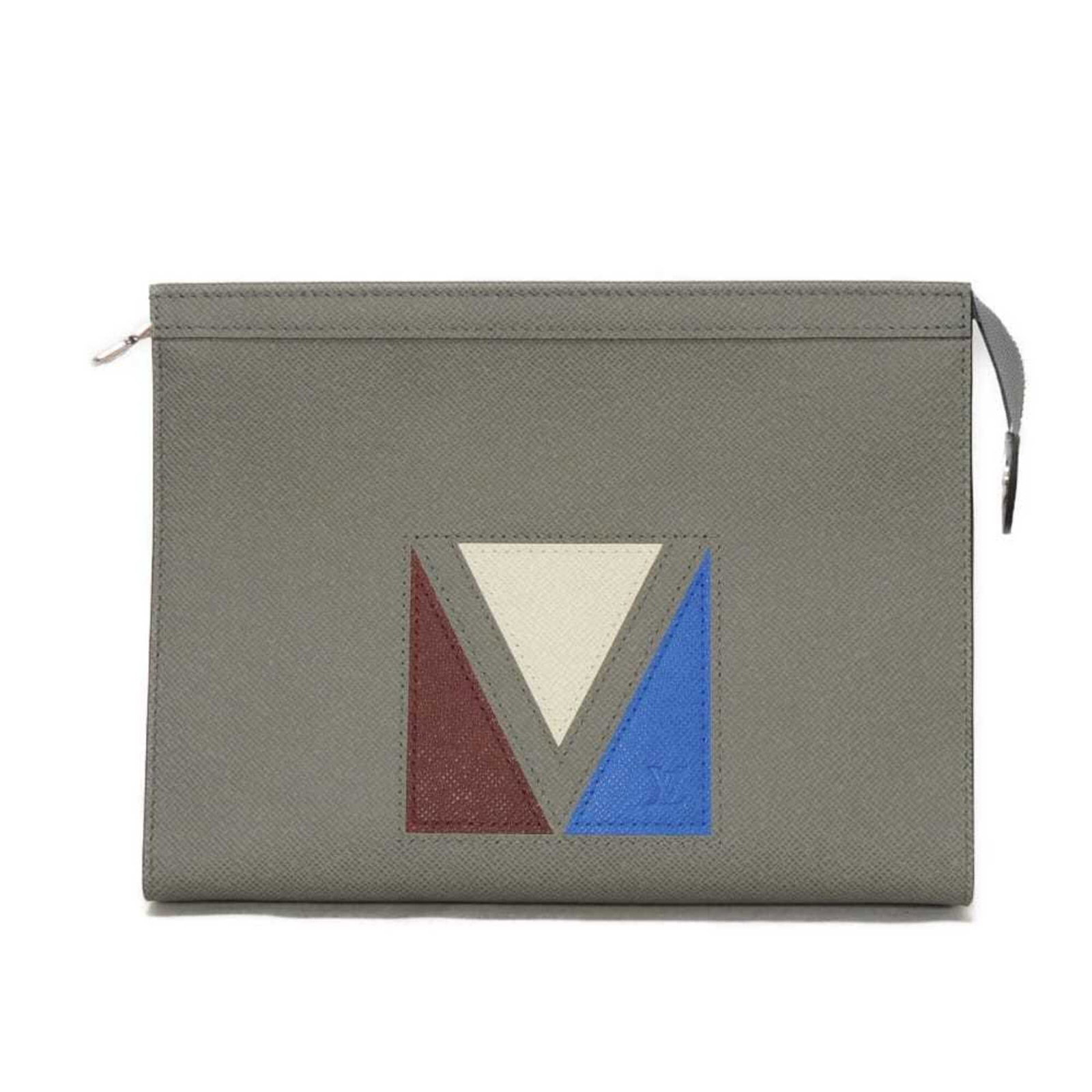 Louis Vuitton Clutch Bag Pochette Taiga Leather: Louis Vuitton Clutch Bag Pochette Taiga Leather The Louis Vuitton Pochette Taiga Leather Clutch Bag boasts a striking Glacier, Gray color and Taiga leather material, making it a stylish and