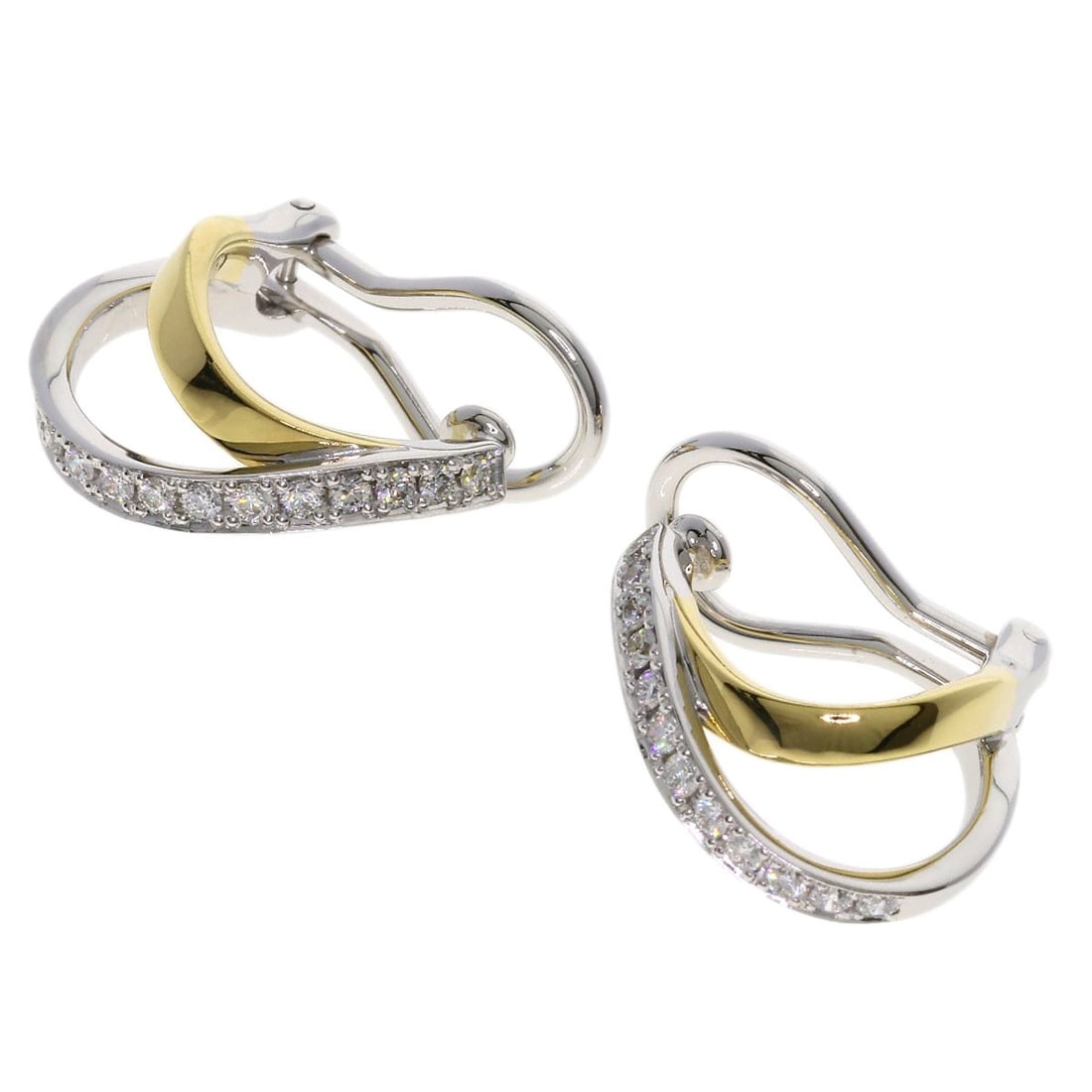 Mikimoto Diamond Earring K18 White Gold 18K Yellow Gold: Mikimoto Diamond Earring K18 White Gold 18K Yellow Gold K18 White Gold and Diamond Earrings - D 0.1ct Diamonds Set in 18K Yellow Gold. Mikimoto's K18 White Gold provides a luxurious and durable