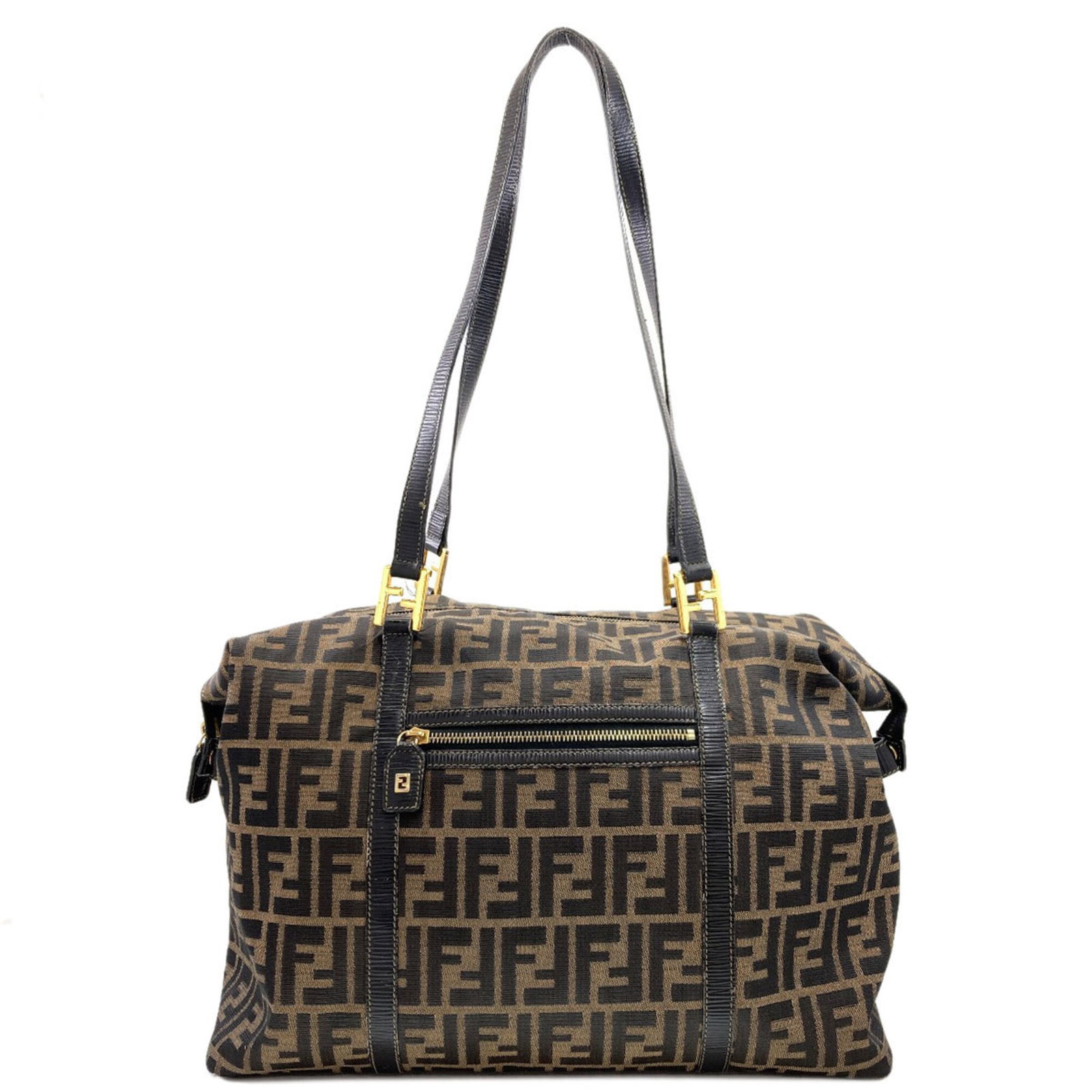 Canvas Fendi Tote Bag: Canvas Fendi Tote Bag Black and Brown Canvas Fendi Tote Bag: A stylish and versatile tote bag made from canvas, featuring a sleek black and brown color combination. Measuring 33cm x 45cm x 17cm, this 