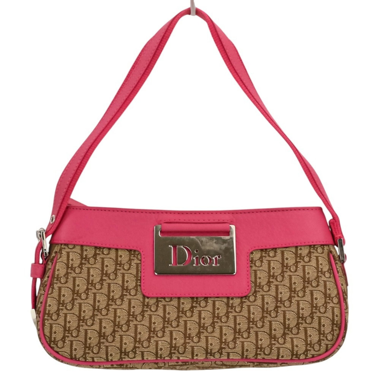 Canvas Leather Handbag Dior Christian: Canvas Leather Handbag Dior Christian Canvas Leather Handbag Dior Christian - A statement piece with a unique blend of canvas and leather, this beige and pink handbag boasts a distinctive design that 