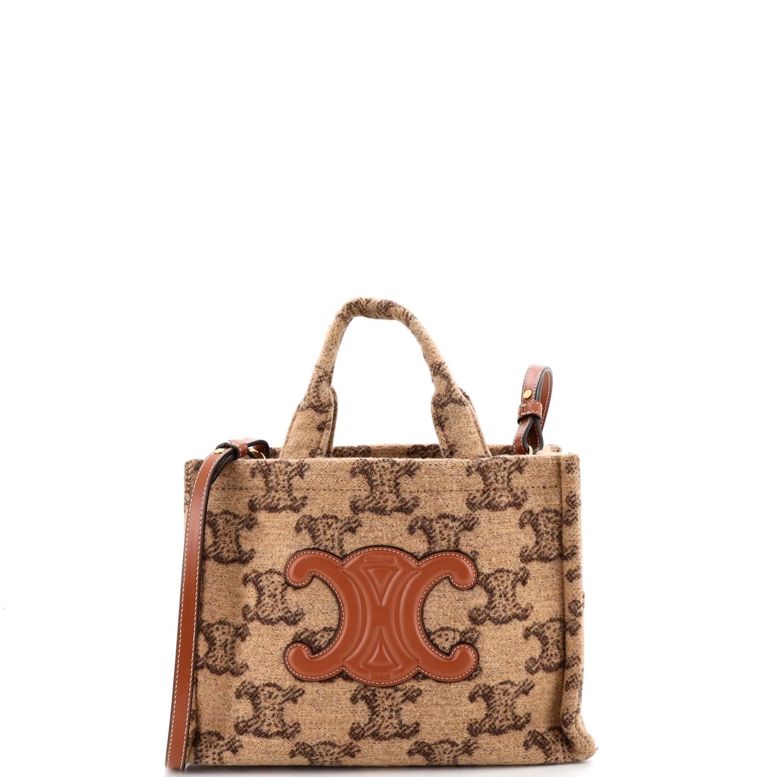 Triomphe Small Wool Tote Cabas Thais Celine: Triomphe Small Wool Tote Cabas Thais Celine Small Triomphe Cabas Thais Celine Wool Tote in Brown. This excellent condition small wool tote features a classic design with minor creases on the exterior