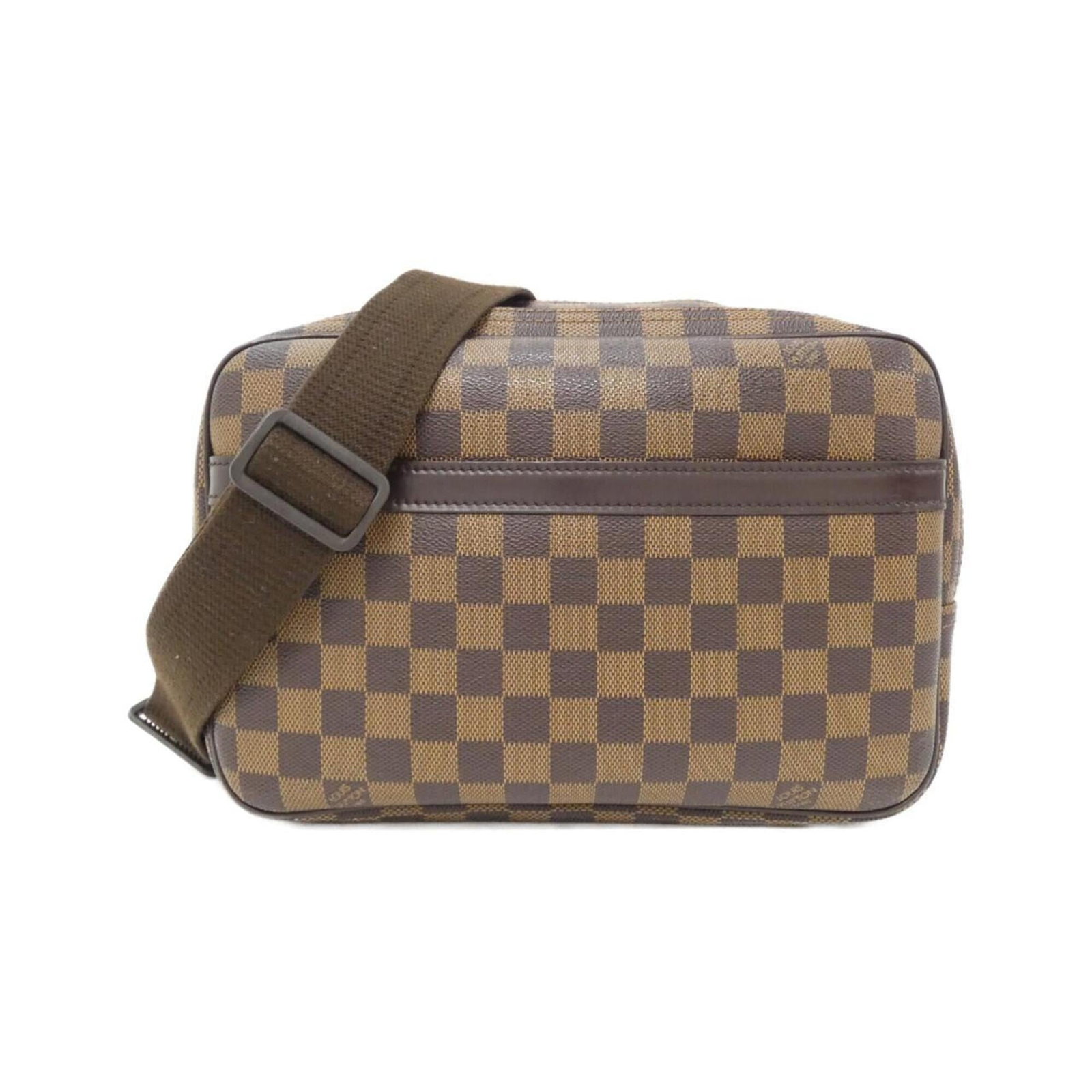 Canvas Coated Louis Vuitton Bag Shoulder: Canvas Coated Louis Vuitton Bag Shoulder Coated canvas construction and gold hardware add a touch of luxury to this Louis Vuitton shoulder bag, featuring a classic Ebene color. The bag's 21cm x 28cm
