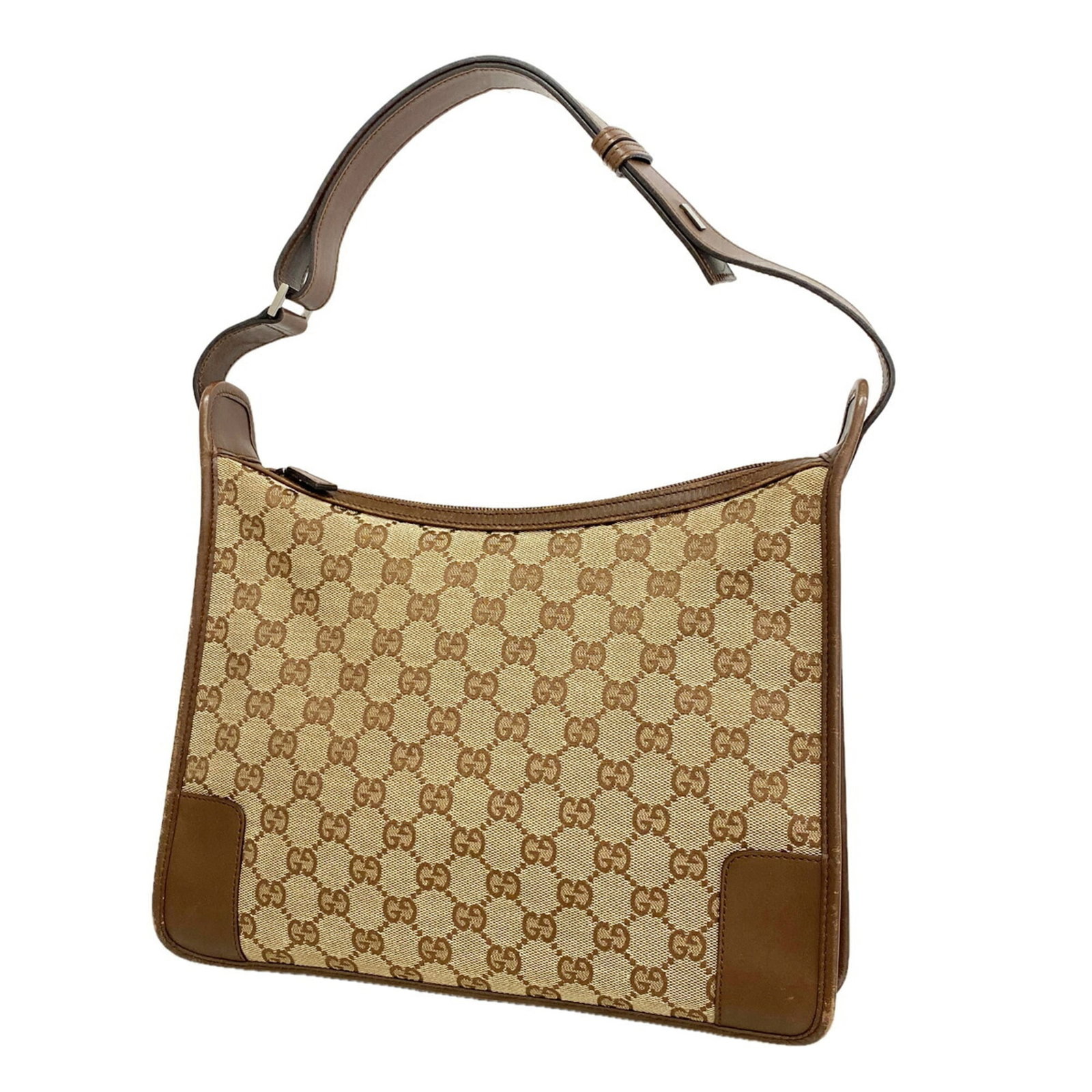 Shoulder Bag Canvas: Shoulder Bag Canvas Canvas shoulder bag from Gucci, featuring a beige canvas material and silver hardware. Measuring 22cm x 30.5cm x 7.5cm, this bag boasts a classic design with a signature silver