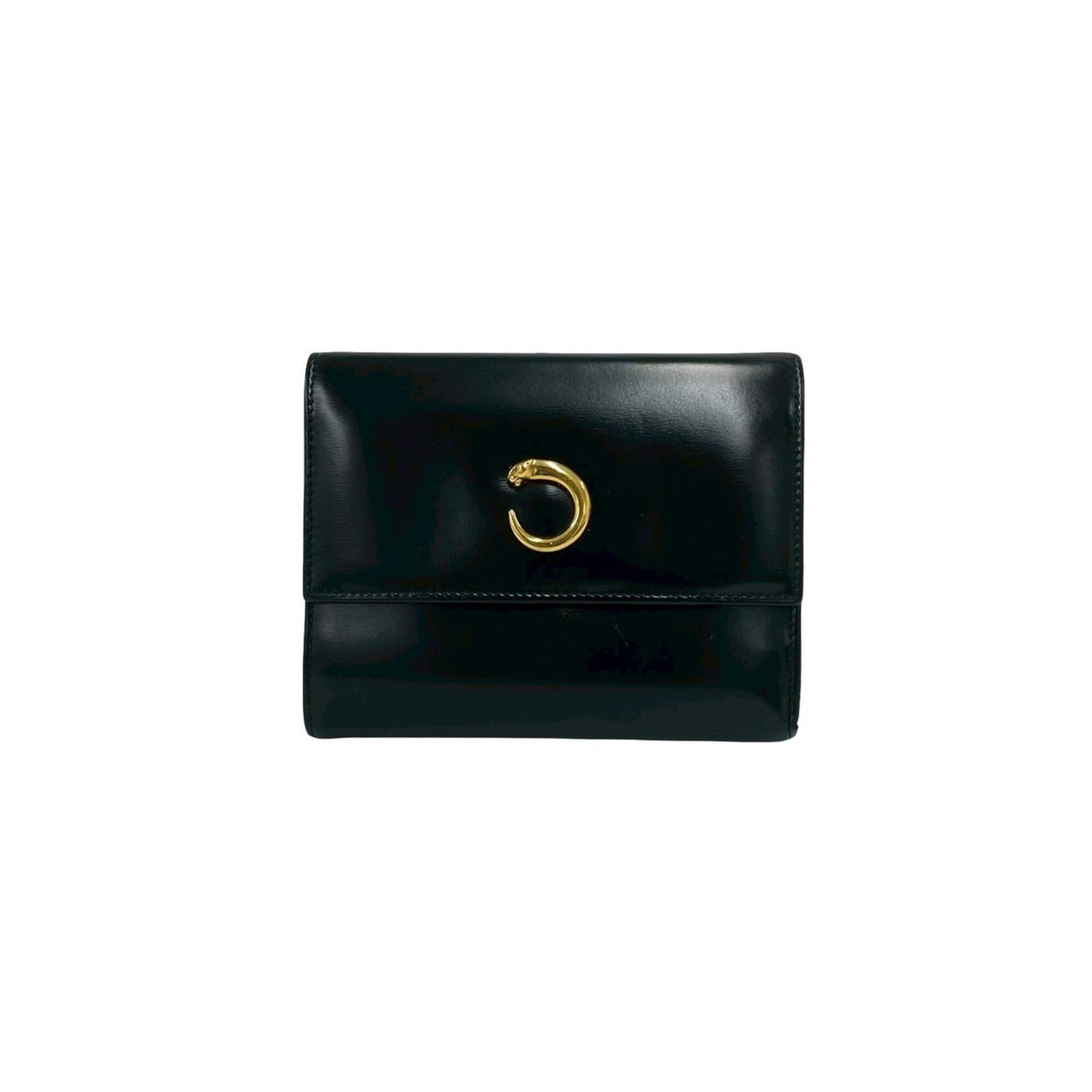 Cartier Wallet (Tri-Fold) Leather: Cartier Wallet (Tri-Fold) Leather Cartier's tri-fold leather wallet is a sleek and sophisticated accessory, boasting a classic design with clean lines and a timeless black leather finish. The compact