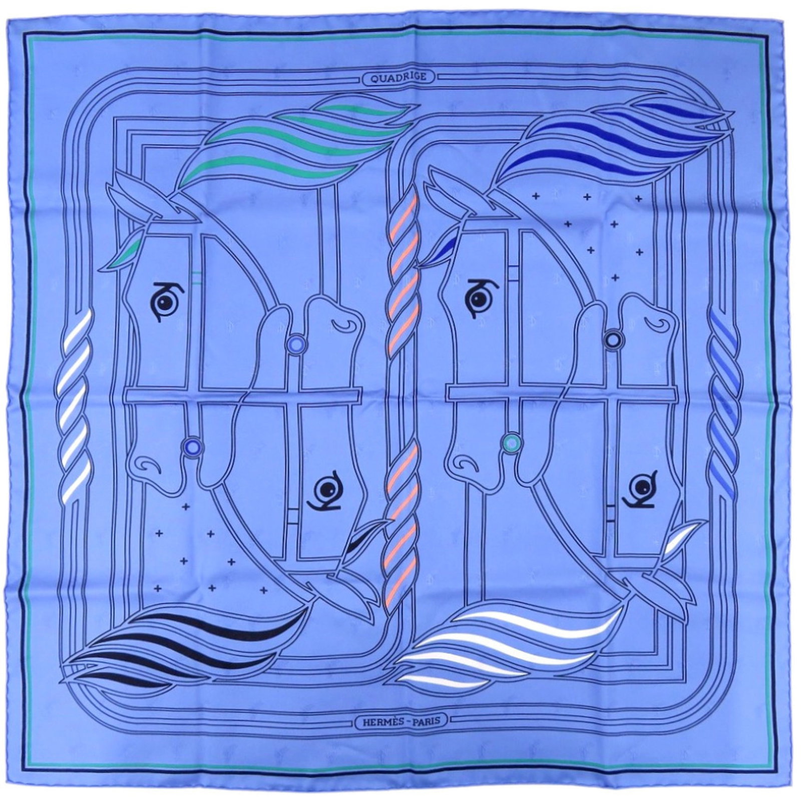 Silk Hermes Scarf: Silk Hermes Scarf Silk from France, this blue Hermes scarf is made from high-quality material, bearing the signature of the renowned brand. A classic accessory for women, its elegant design makes it