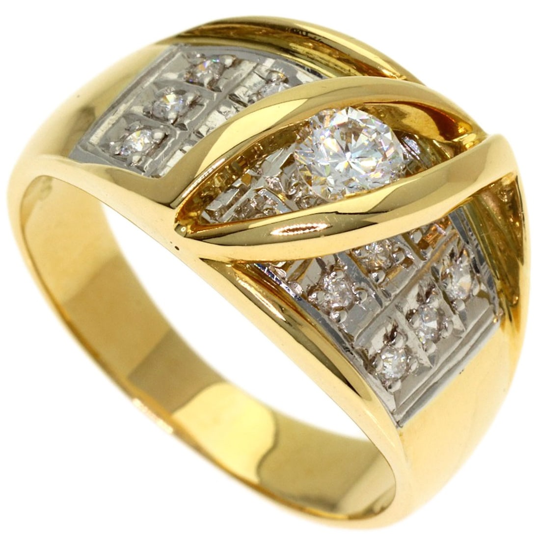0.25Ct Diamond Ring K18 Yellow Gold Pt900 6.9G (1 of 9)