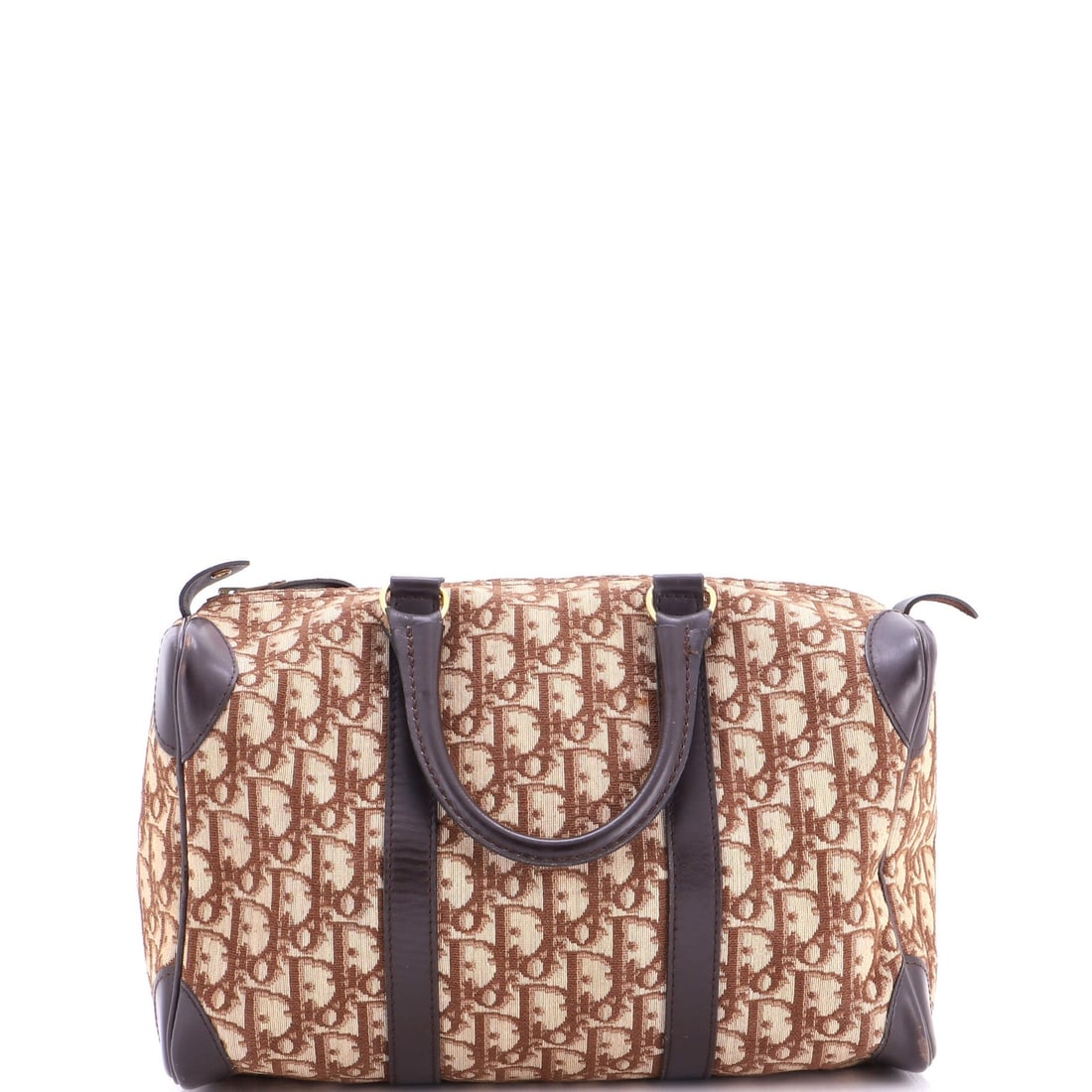 Christian Dior Vintage Trotter Boston Diorissimo Medium Canvas Bag: Christian Dior Vintage Trotter Boston Diorissimo Medium Canvas Bag The Christian Dior Vintage Trotter Boston Diorissimo Medium Canvas Bag boasts a rich brown canvas exterior with heavy creases,