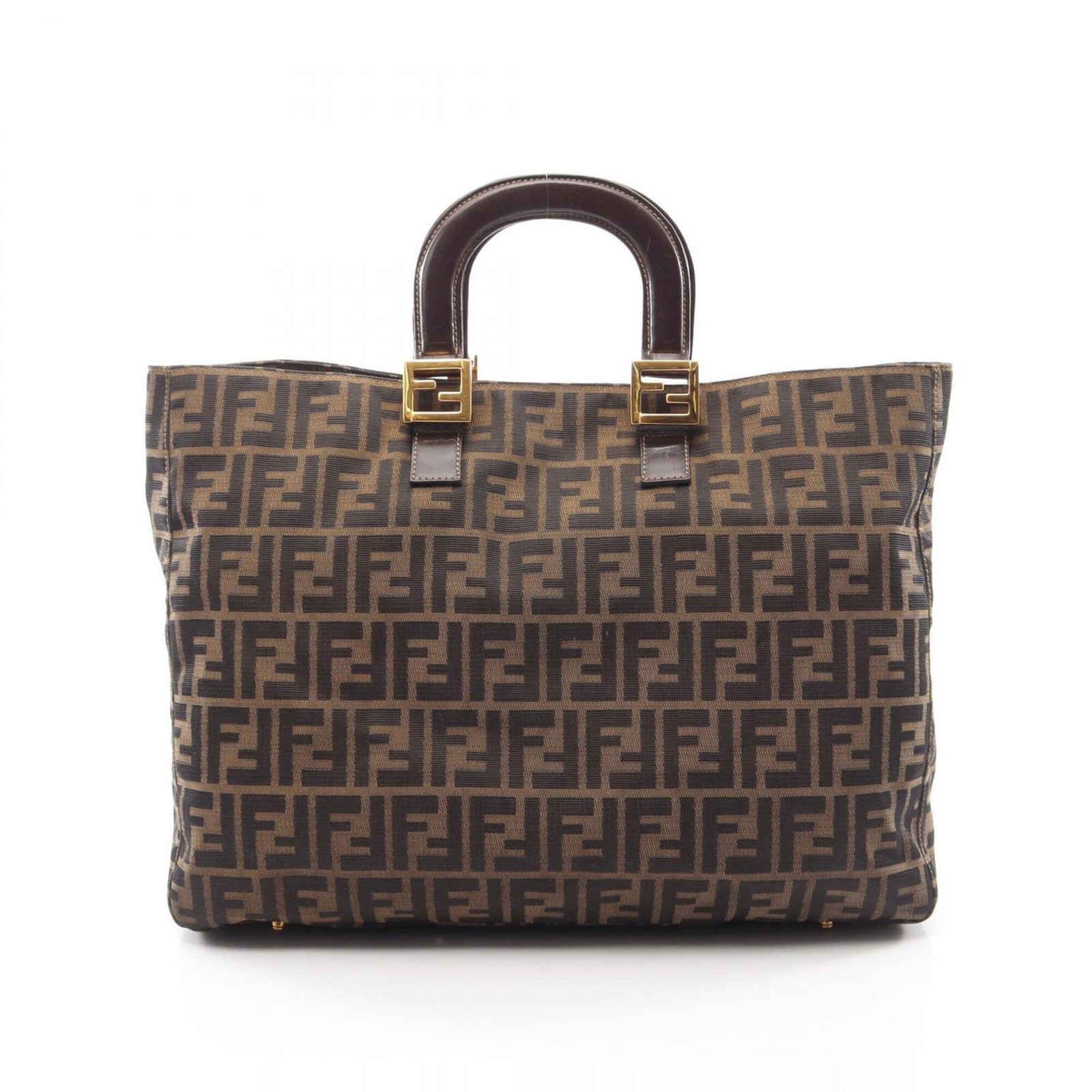 Canvas leather Fendi bag tote: Canvas leather Fendi bag tote Canvas and leather combine in this sleek Fendi tote bag, available in black and brown colors. Measuring 31cm x 41cm x 14.5cm, it features a sturdy canvas and leather cons