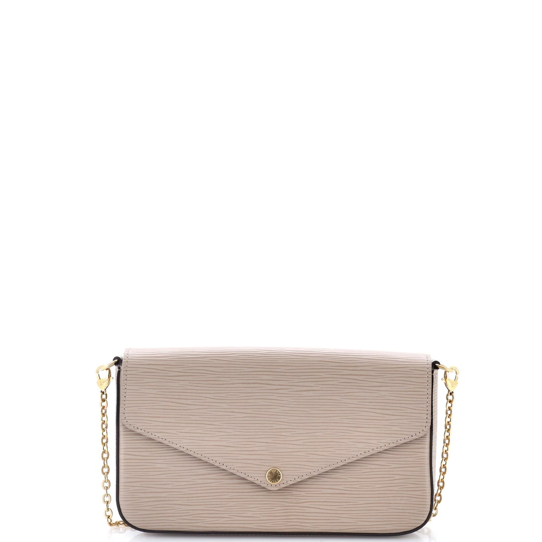 Felicie Pochette Epi Leather Louis Vuitton: Felicie Pochette Epi Leather Louis Vuitton Gray Felicie Pochette Epi Leather Louis Vuitton cross body bag with card holder and strap, featuring a classic design and gold hardware. The bag's exterior